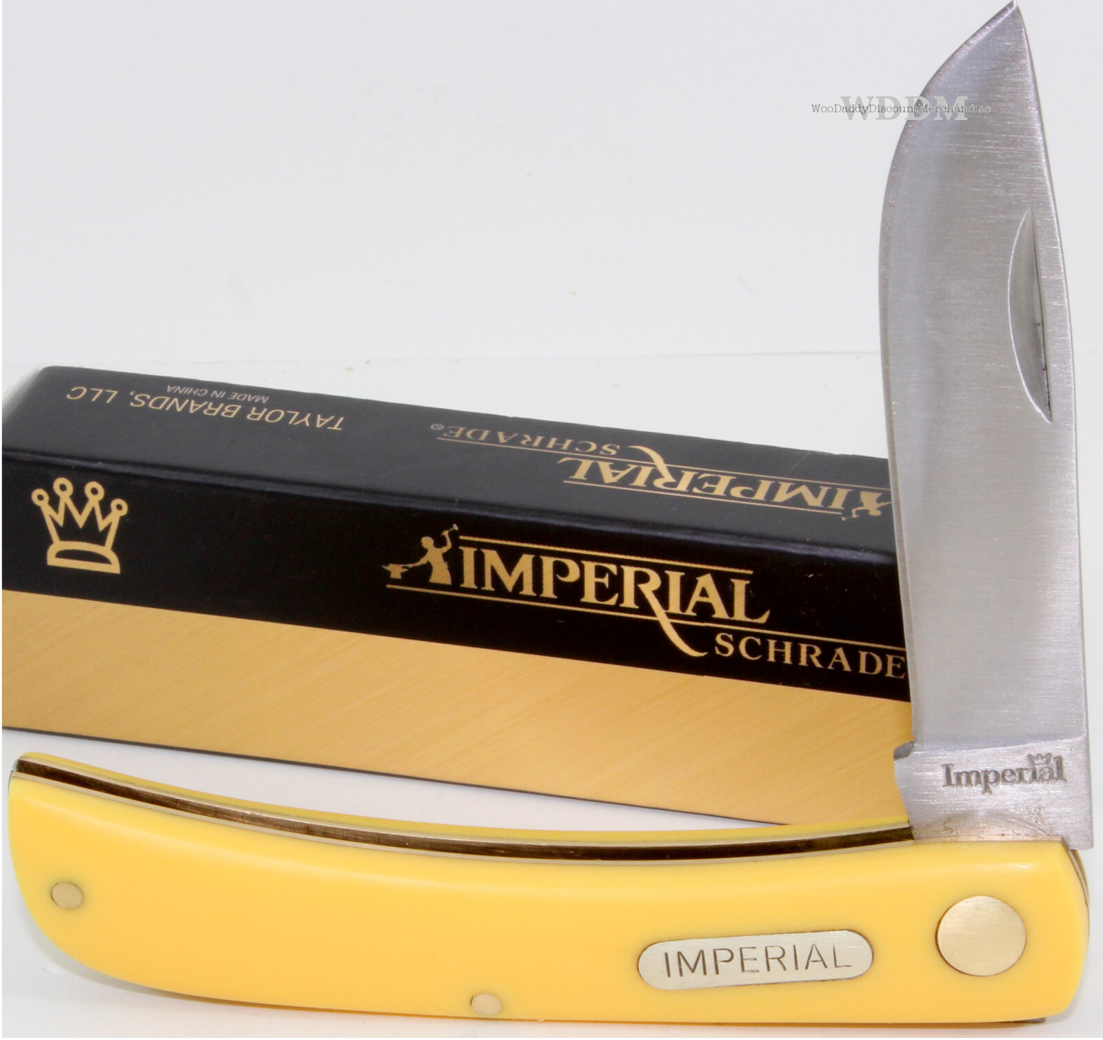 Imperial Schrade Old Timer Smooth Yellow Delrin Sod Buster Pocket Knife Jr IMP22