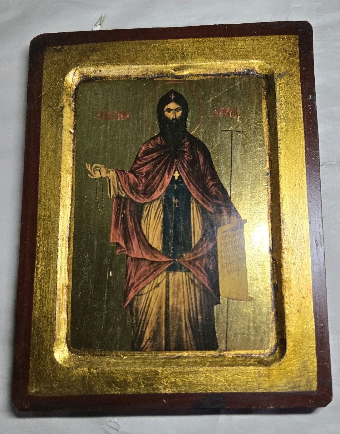 Replica Icon Byzantine Hagiography Gold Paper On Wood Handmade Replica Icon Byzantine Hagiography Gold Paper On Wood Handmade