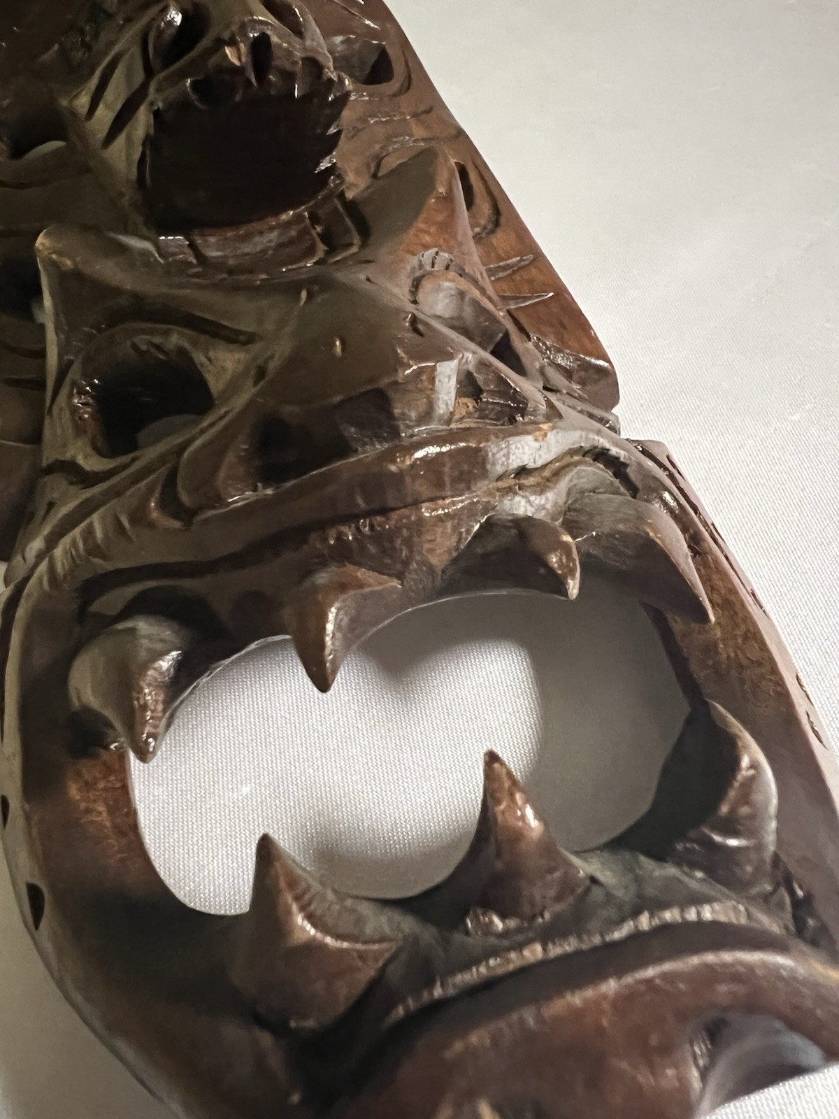 Vintage Hand Carved Wooden Bakunawa Dragon Mask Tribal Tiki Wall Art Bahamas 10\