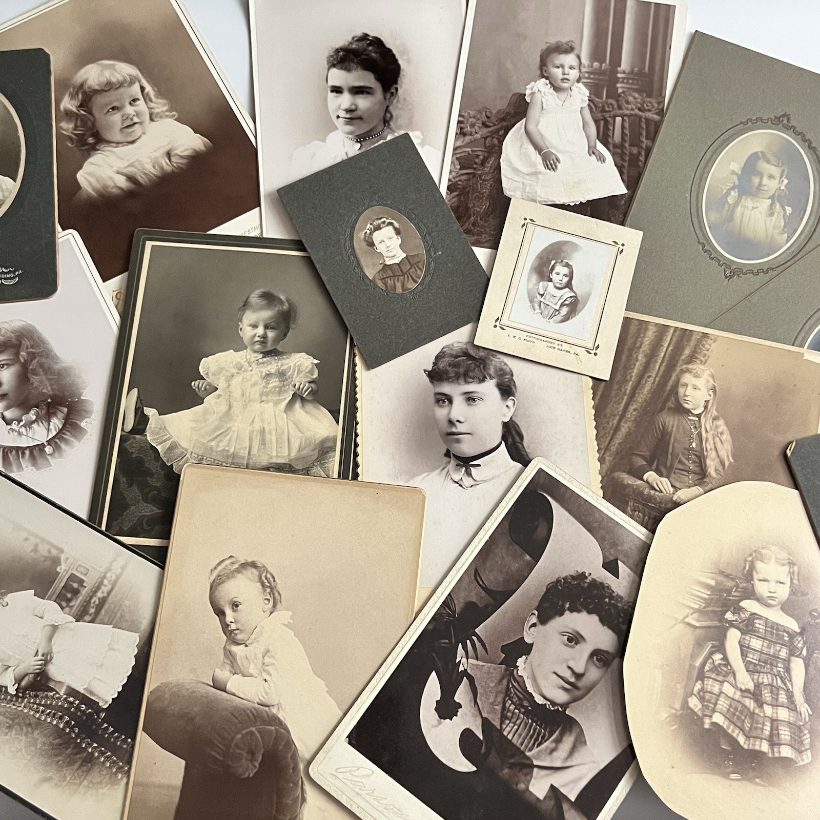 Antique Photograph Cabinet Card & CDV Lot Of 17 Adorable Little Girl Children