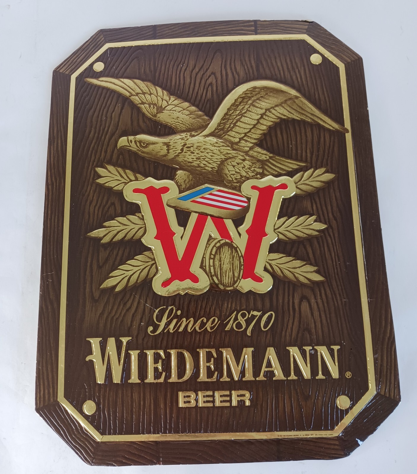 VINTAGE WIEDEMANN BEER  BAR SIGN MAN CAVE PUB TAVERN ADVERTISING, HAS ORIGINAL