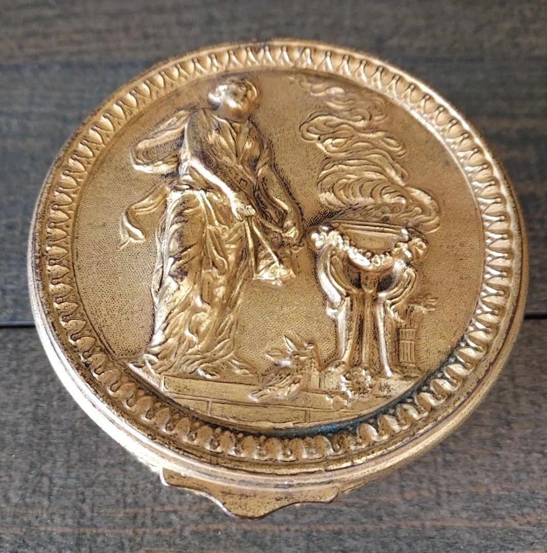 French Gilt Bronze Casket Box Ovington Bros New York Hestia Greek Goddess Fire French Gilt Bronze Casket Box Ovington Bros New York Hestia Greek Goddess Fire