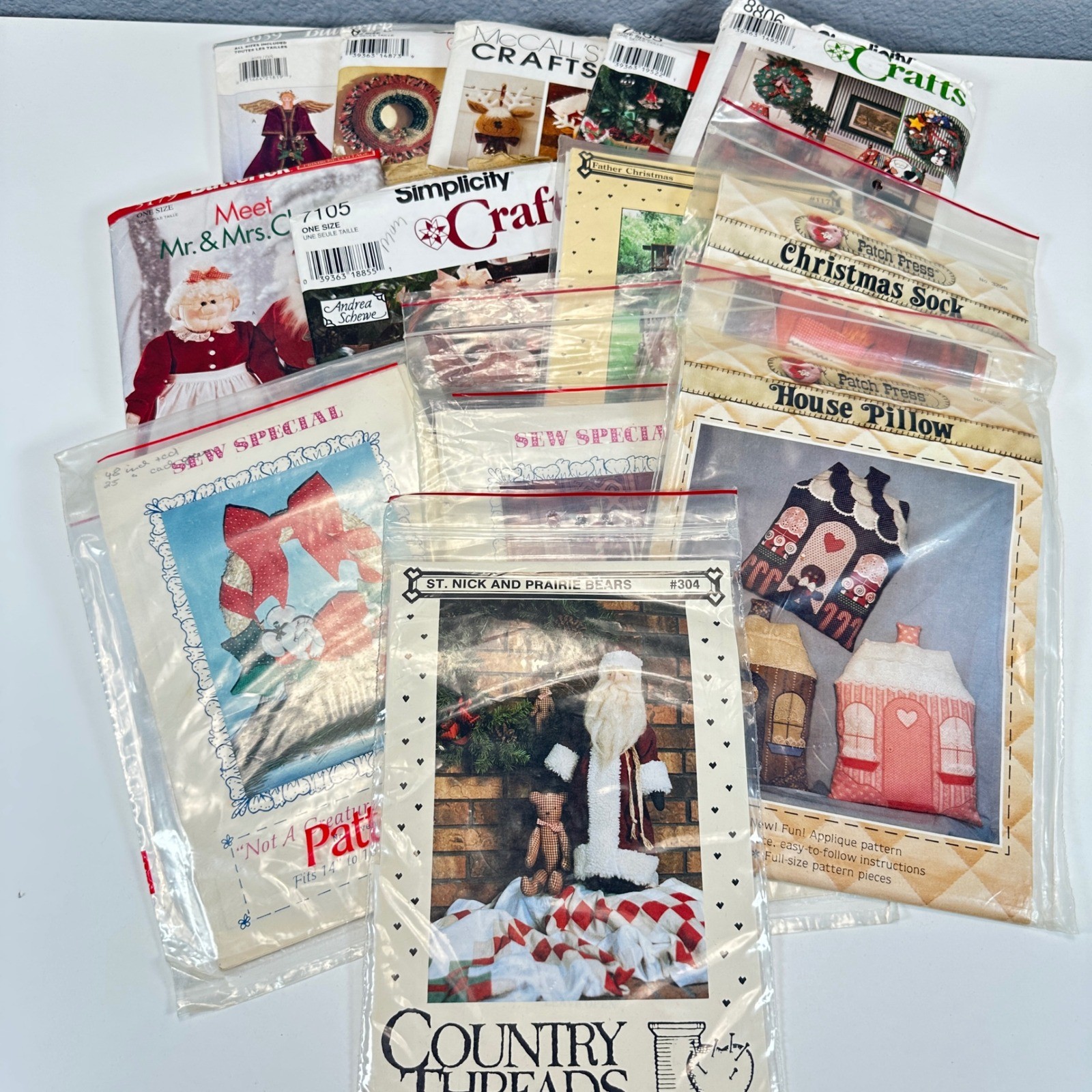VTG Lot of 13 Christmas Sewing Patterns Simplicity McCalls Butterick Dolls Decor