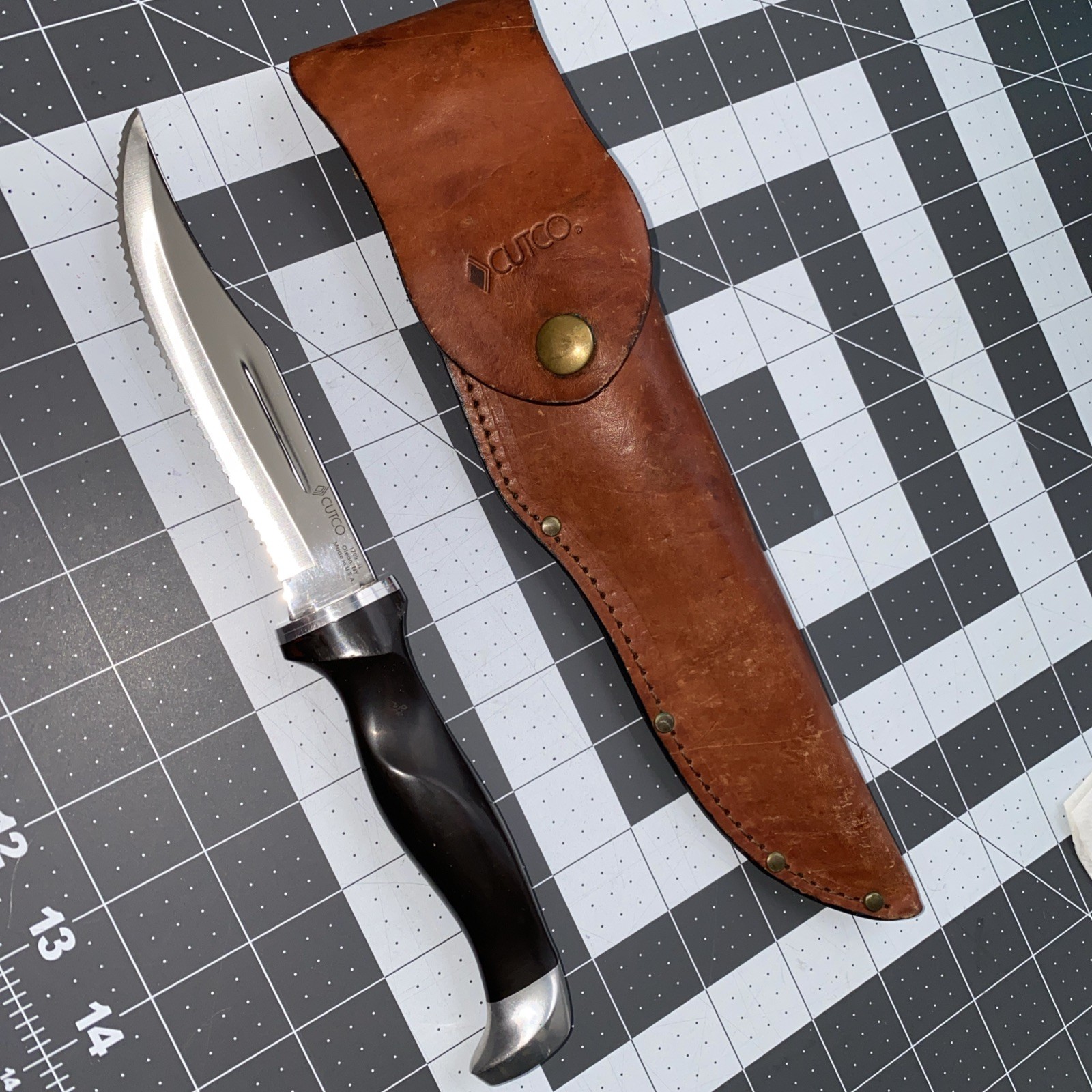 Cutco Vintage 1769 JI Olean NY Hunting Knife with Leather Sheath made in USA
