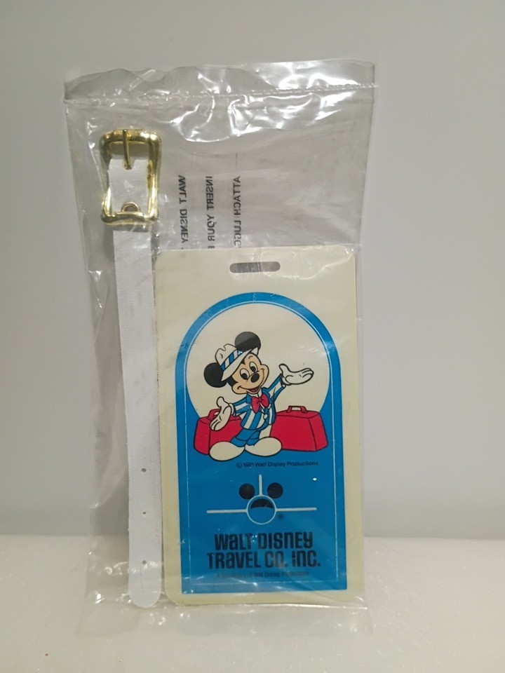Vintage Walt Disney Travel Co Mickey Mouse Luggage Tag 1981 New Sealed NOS