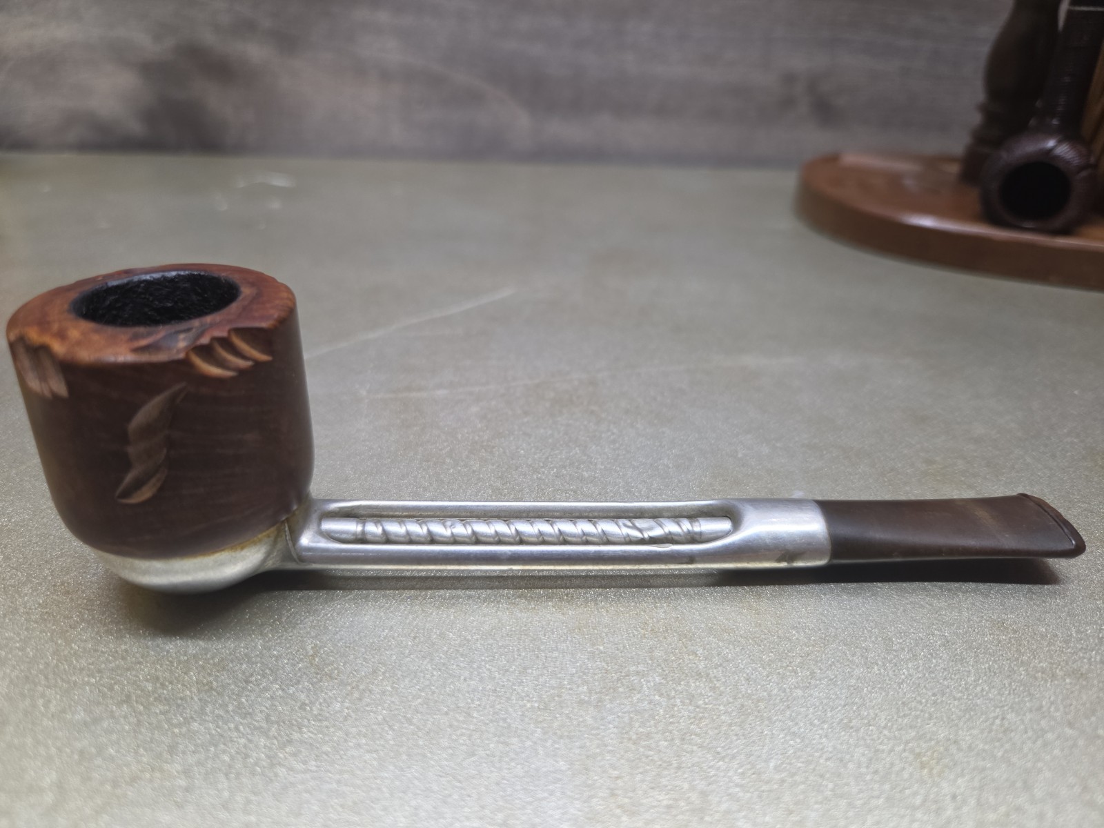 Vintage Falcon Estate Pipe Aluminum Humidome Briar Bowl England