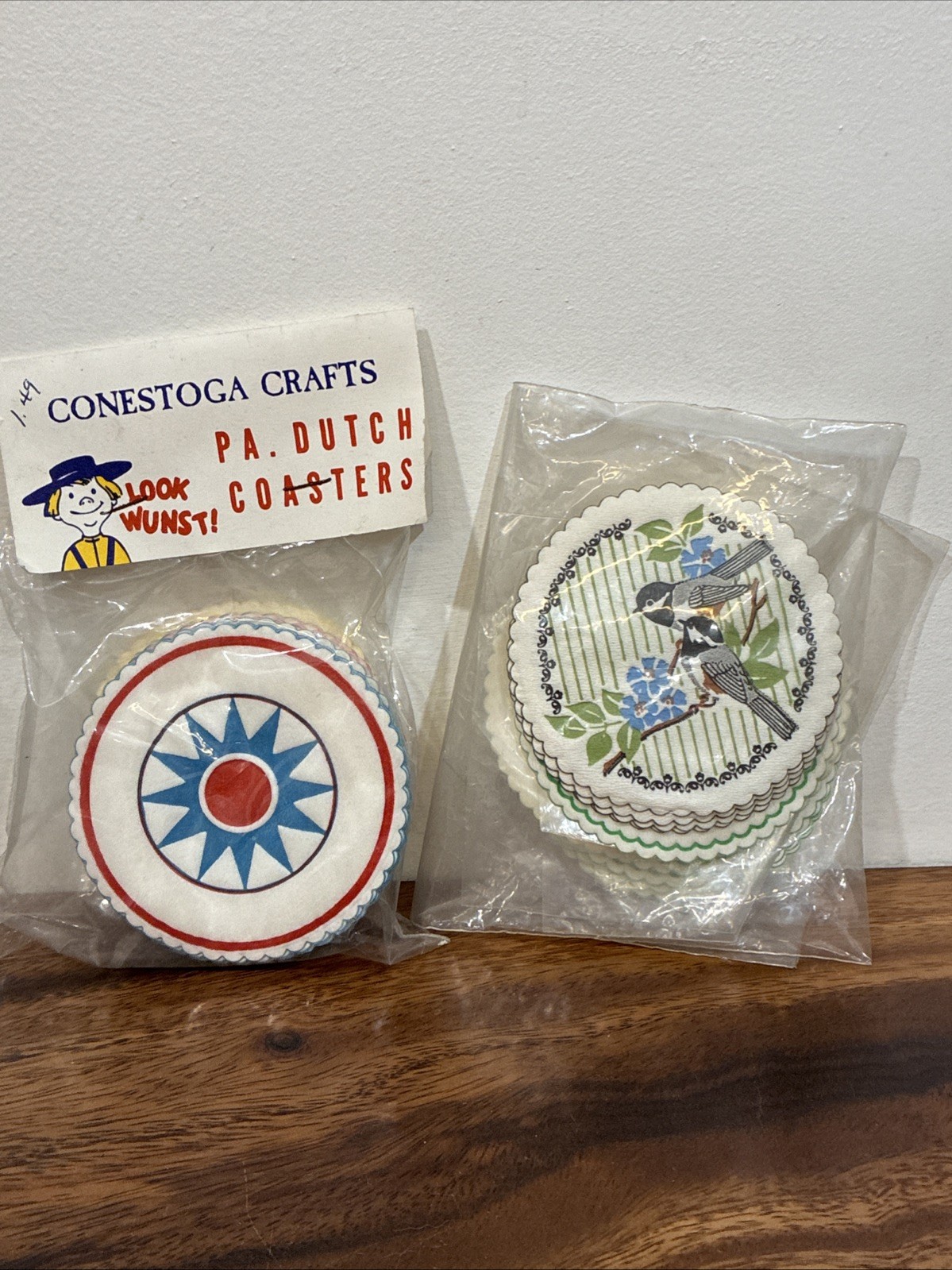 Vintage Round Paper Coasters Pennsylvania Dutch Hex Designs Sealed Packs 30++