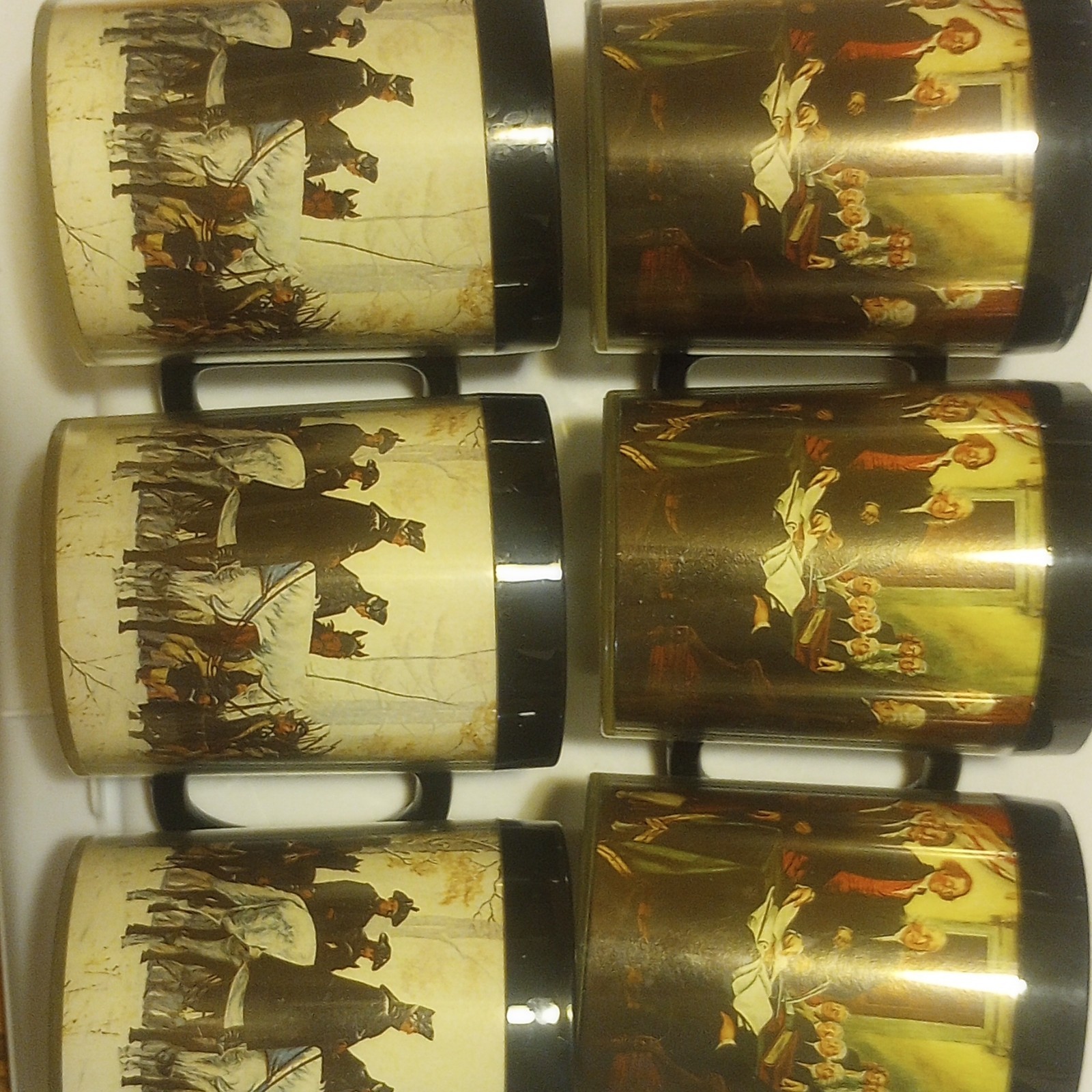 Vintage 1970s Thermo-Serv American Revolutionary War Insulated Mugs - Set of 6