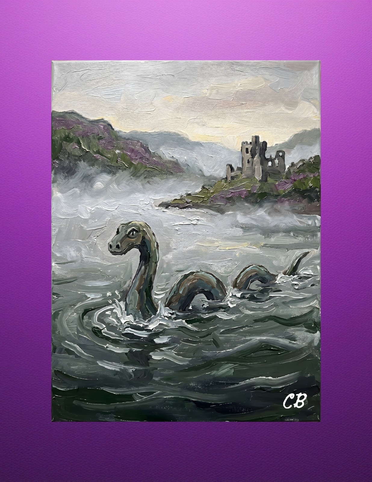 Loch Ness Monster ACEO Print | Scottish Cryptid Folk Art | Castle Mist