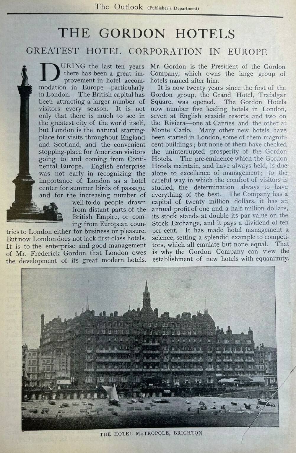 1900 Gordon Hotels of Europe Hotel Victoria  Hotel Metropole Fifth Avenue Hotel