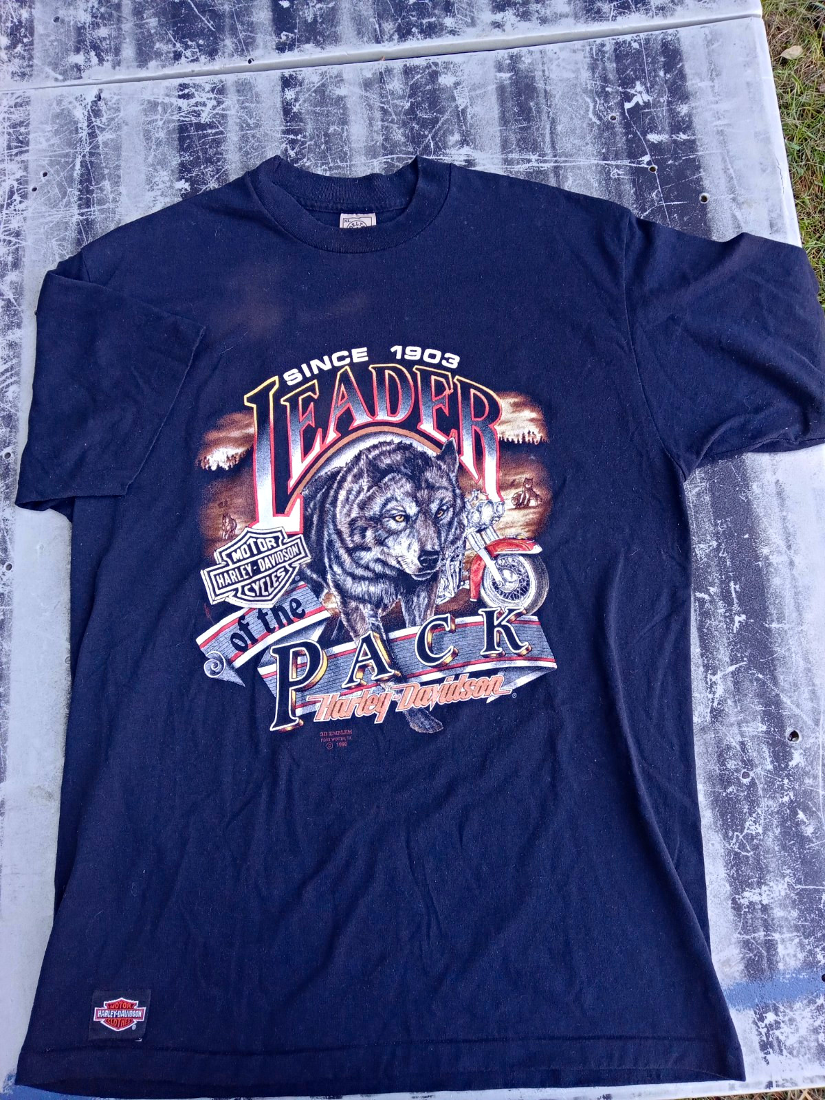 Harley-Davidson 3D Emblem 1990 Delta Leader Of The Pack T-Shirt XL, Made In USA
