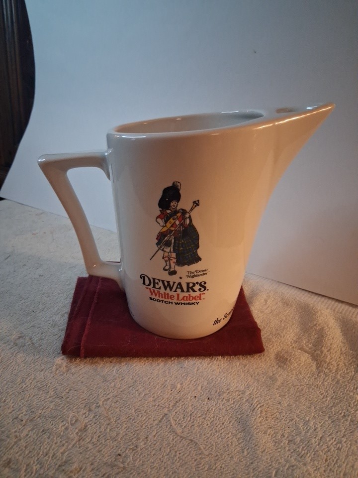 VTG Dewar\'s White Label Scotch Whisky White Pub Jug. VGC. 