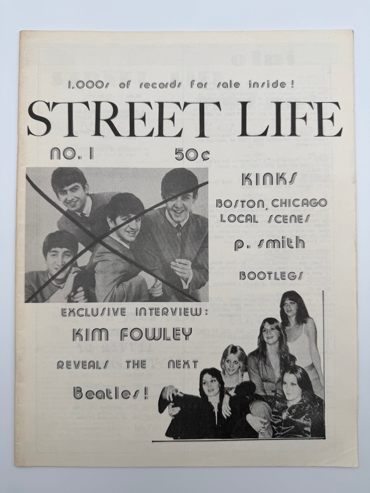 Vintage Street Life Magazine #1 The Beatles Kim Fowley Kinks 1970's Fanzine
