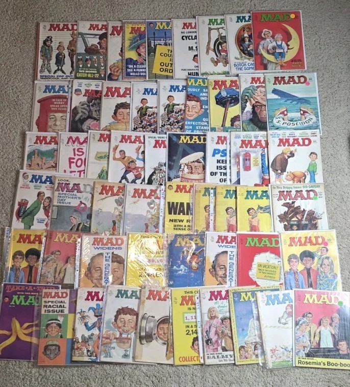 Vintage Lot of 54 MAD Magazines 1960's thru 1970's