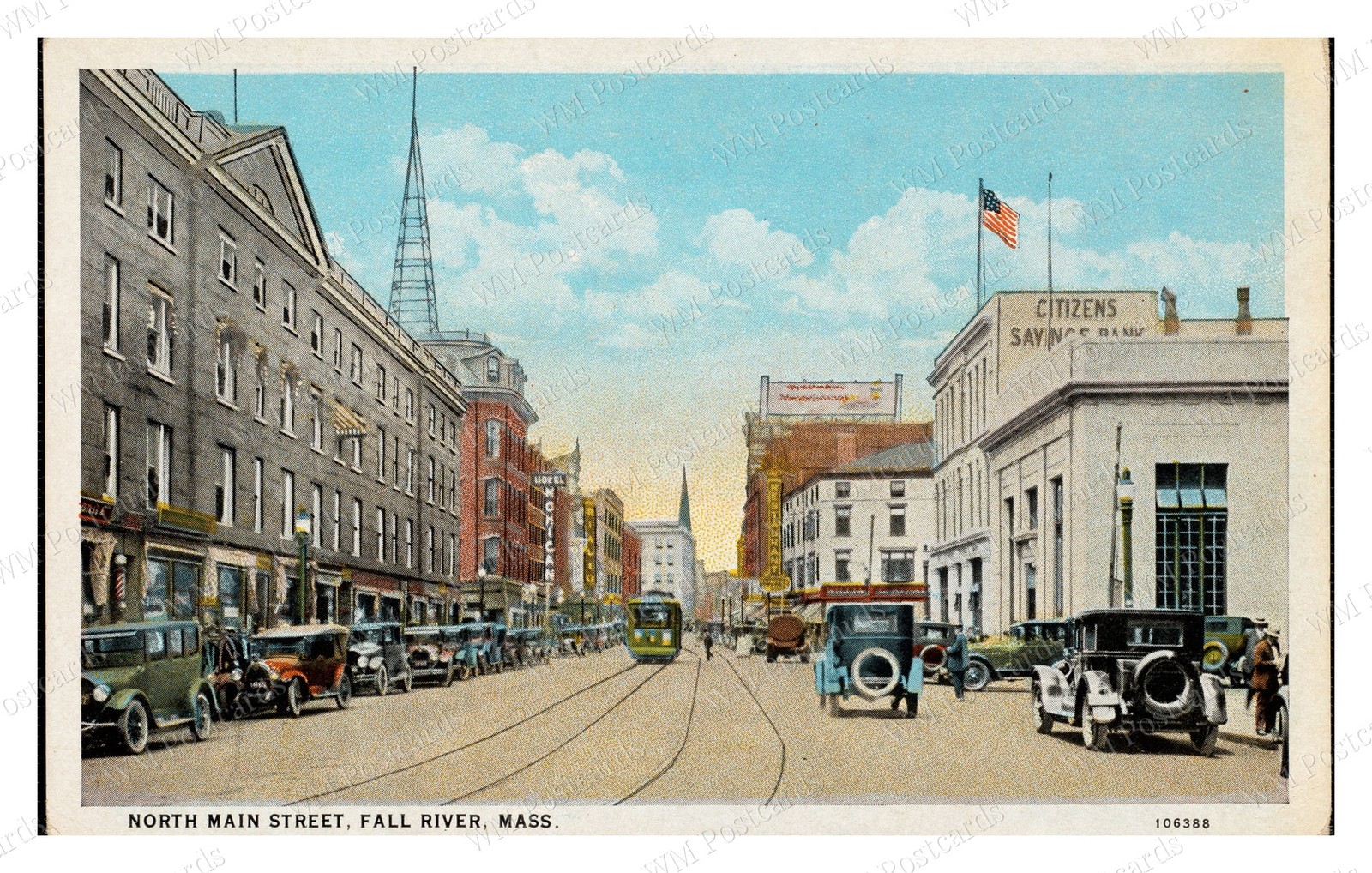 Fall River Massachusetts 1920s North Main Street Automobiles Standard Postcard Fall River Massachusetts 1920s North Main Street Automobiles Standard Postcard