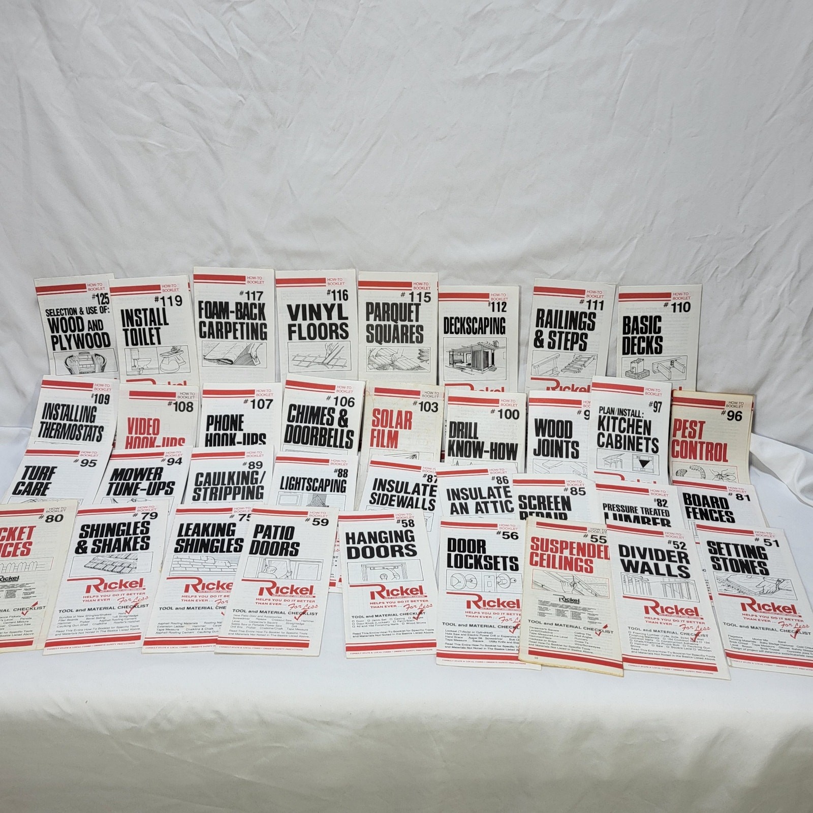VTG Rickel How To Booklets Lot 80 DIY Home Improvement Guides Man cave Ephemera