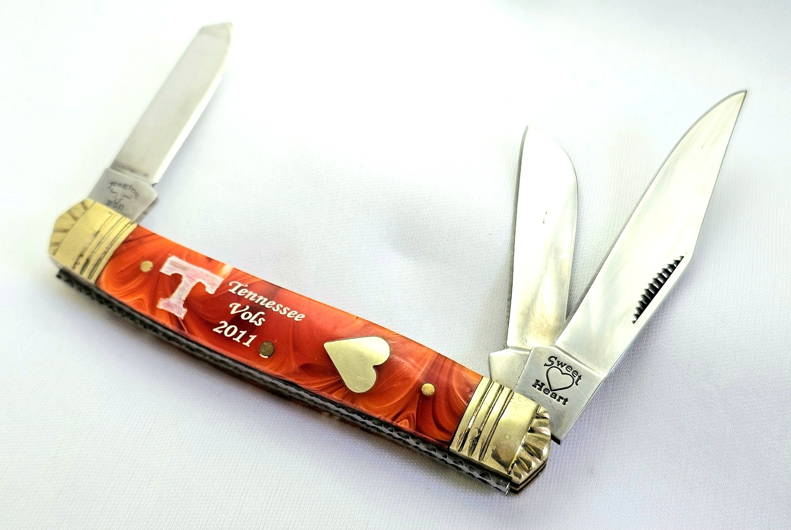 VINTAGE 2011 Tennessee Vols KY Pocket Knife Orange Sweetheart Raging Bull EUC