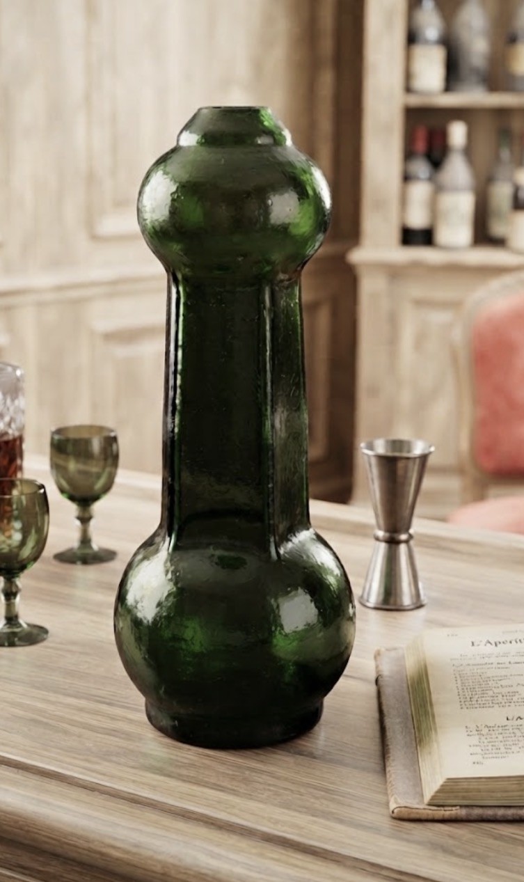 VTG Pre 1930’s French MB&R Liqueur Bottle Green Hand Blown
