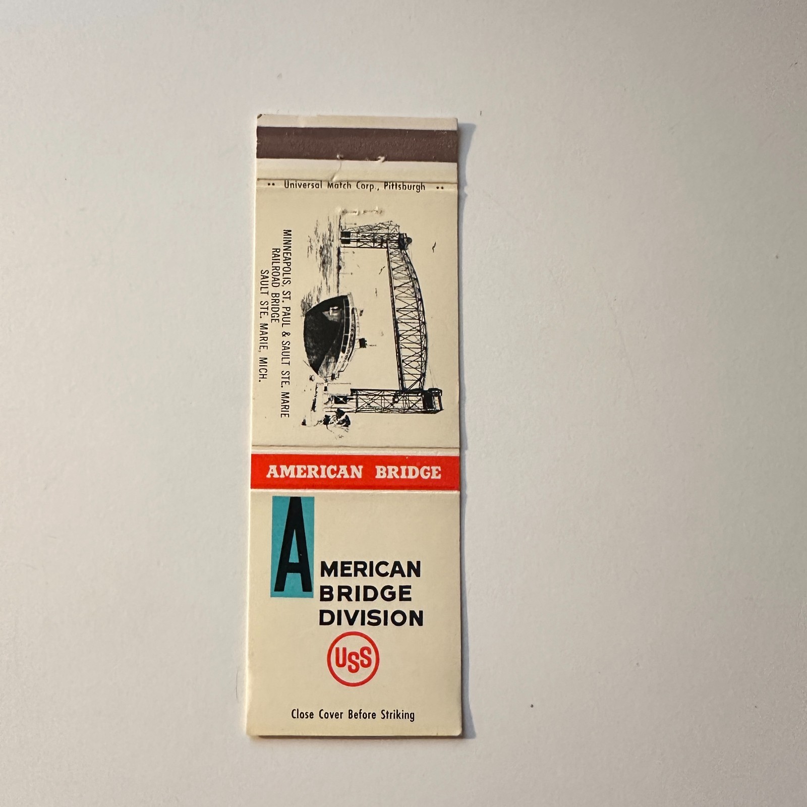 American Bridge Division Sault Ste Marie MI Vintage Matchbook Cover 5MB126-5
