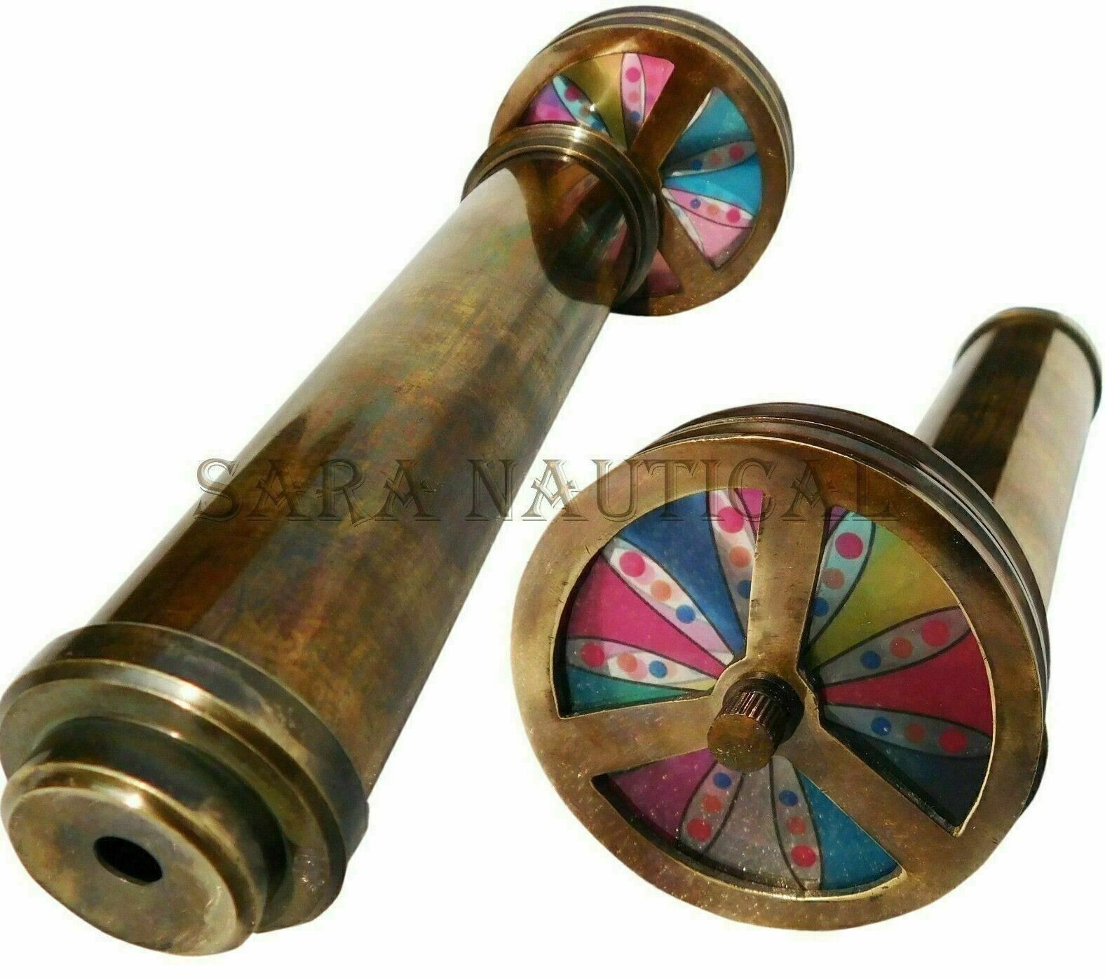 Nautical Antique Vintage Brass Double Rotation Wheel Kaleidoscope Gift item Nautical Antique Vintage Brass Double Rotation Wheel Kaleidoscope Gift item