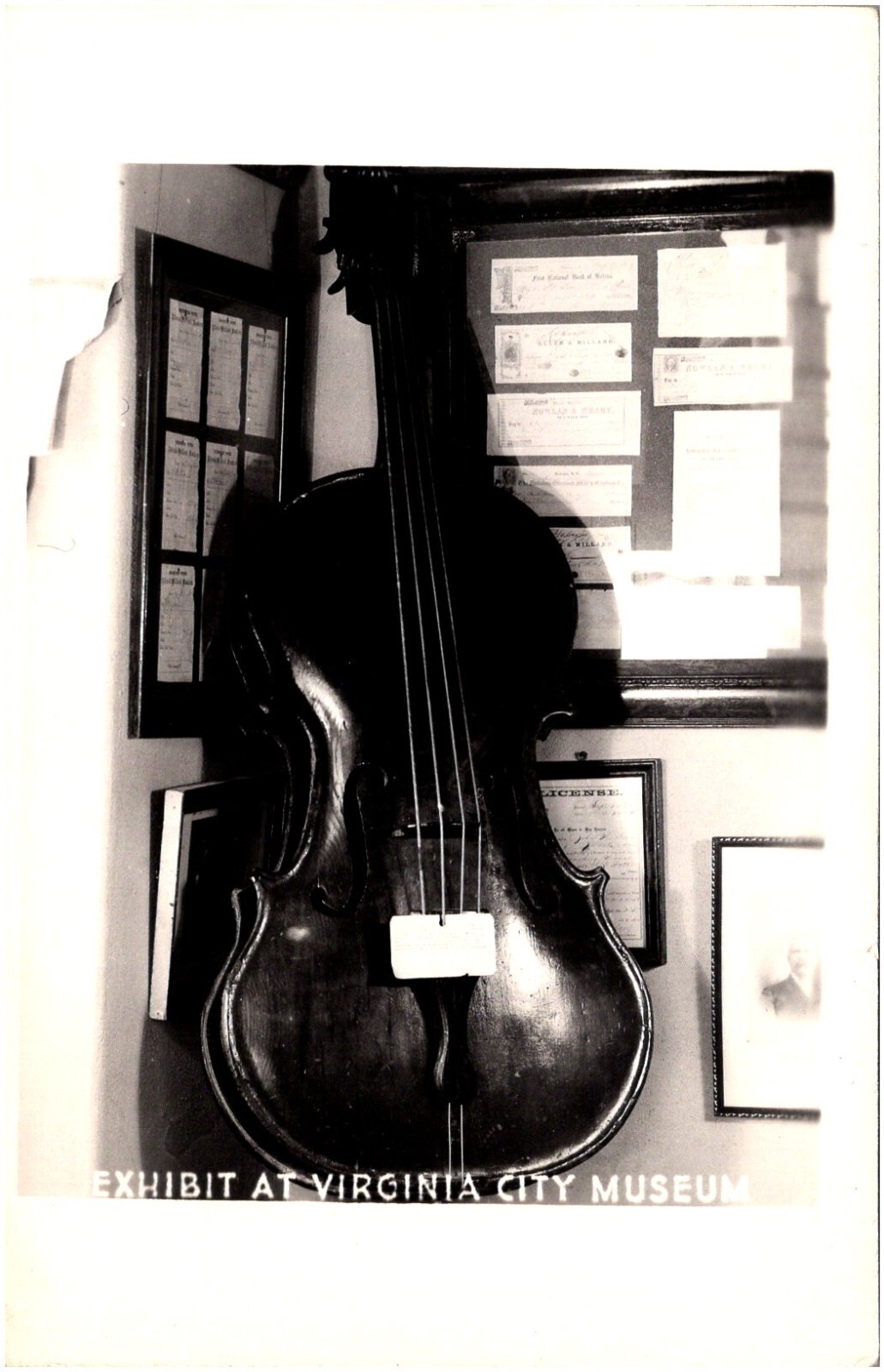 Violin Exhibit at Virginia City Museum Nevada NV 1940s RPPC Postcard Photo
