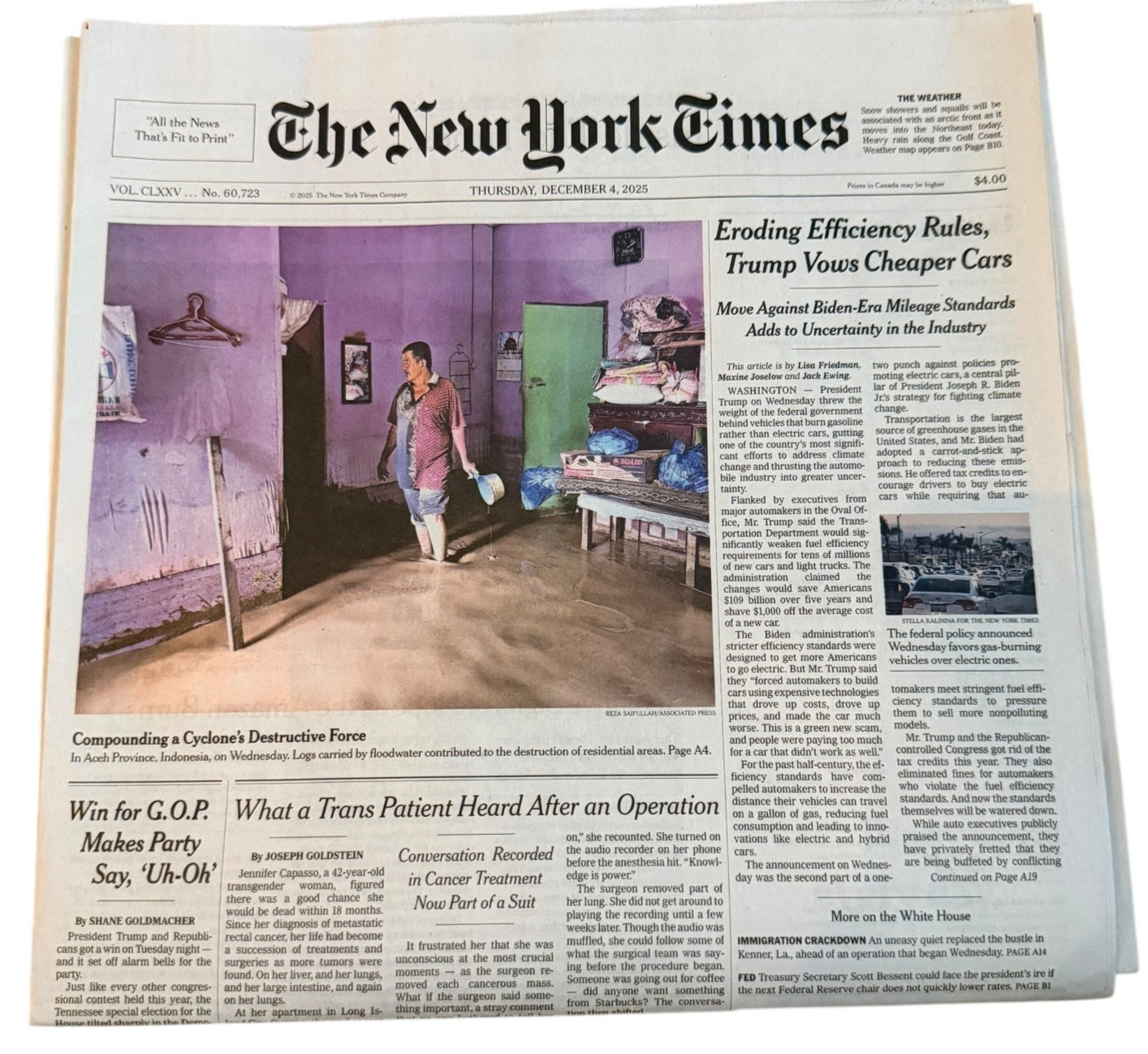 The New York Times Newspaper December 4 2025 Complete Print Paper UNREAD NYT