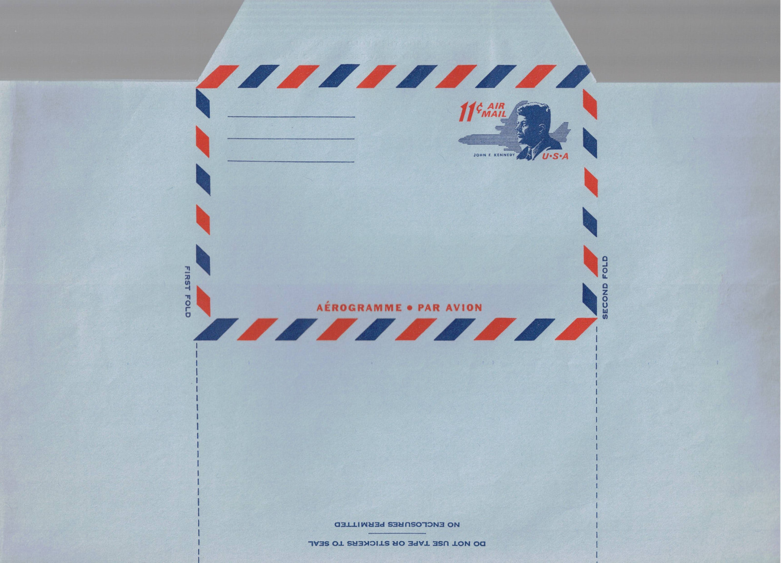 1965 President John F. Kennedy JFK 11 cent Air Mail letter sheet Scott UC38