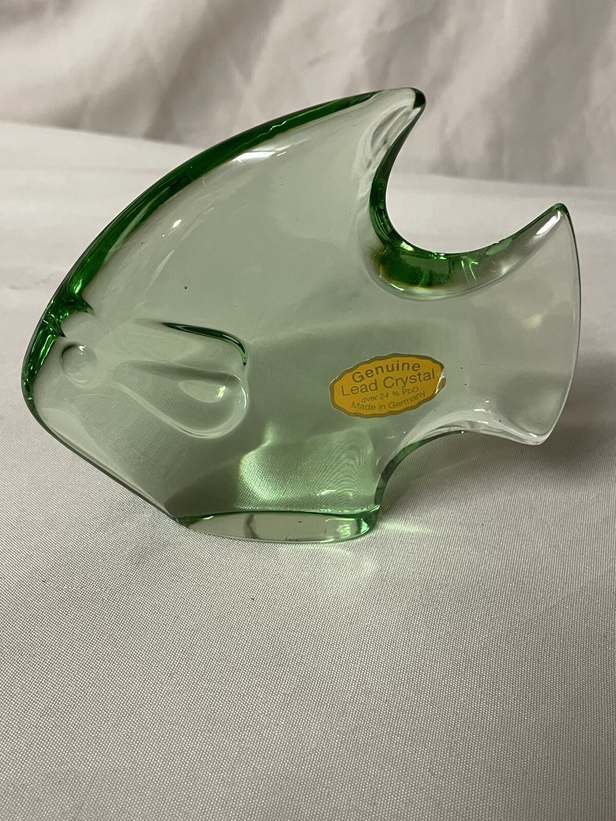 Green Genuine Lead Crystal Glass Fish Shaped Figurine Paperweight Germany