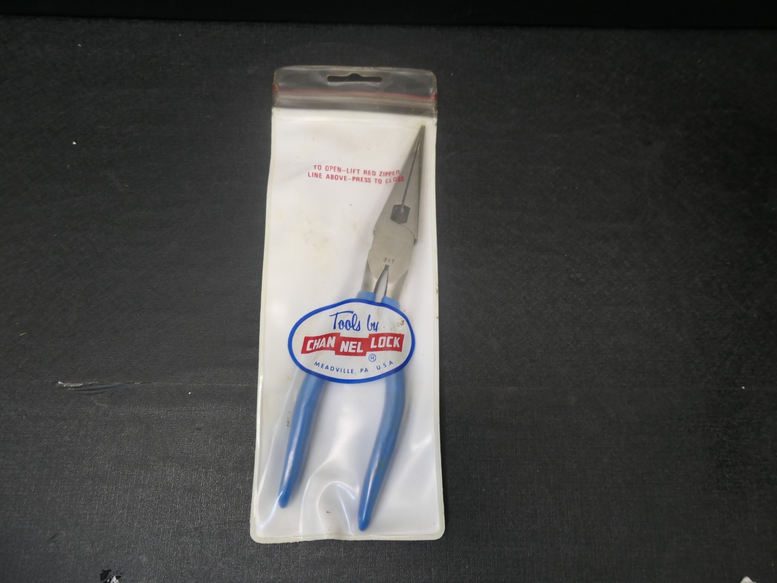 Rare NOS Channellock Tools 317 G Long Nose Plier With Side Cutter USA Vinyl Pouc
