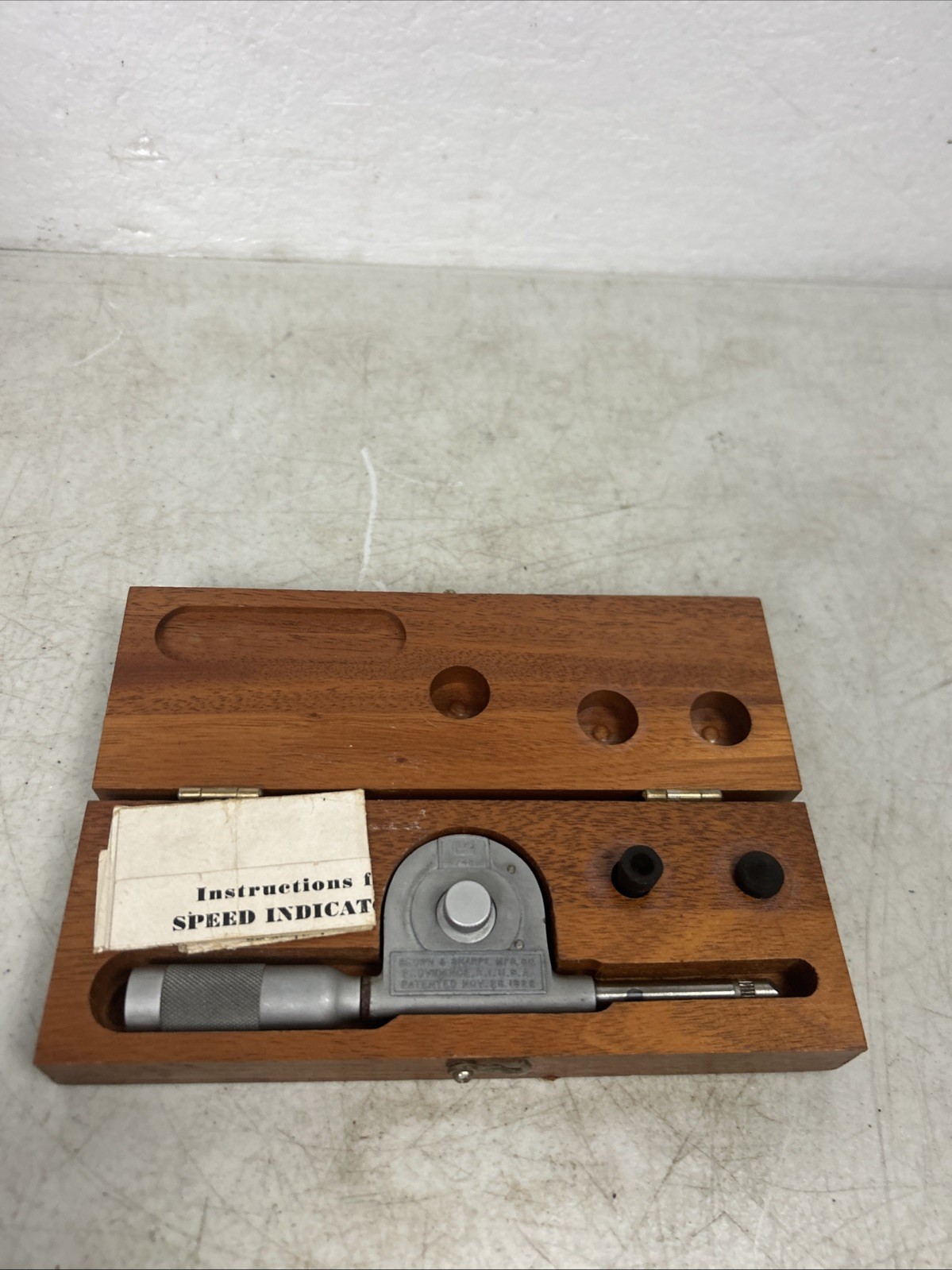 Brown & Sharpe Speed Indicator / Tachometer, No. 748 w/ Wood Case