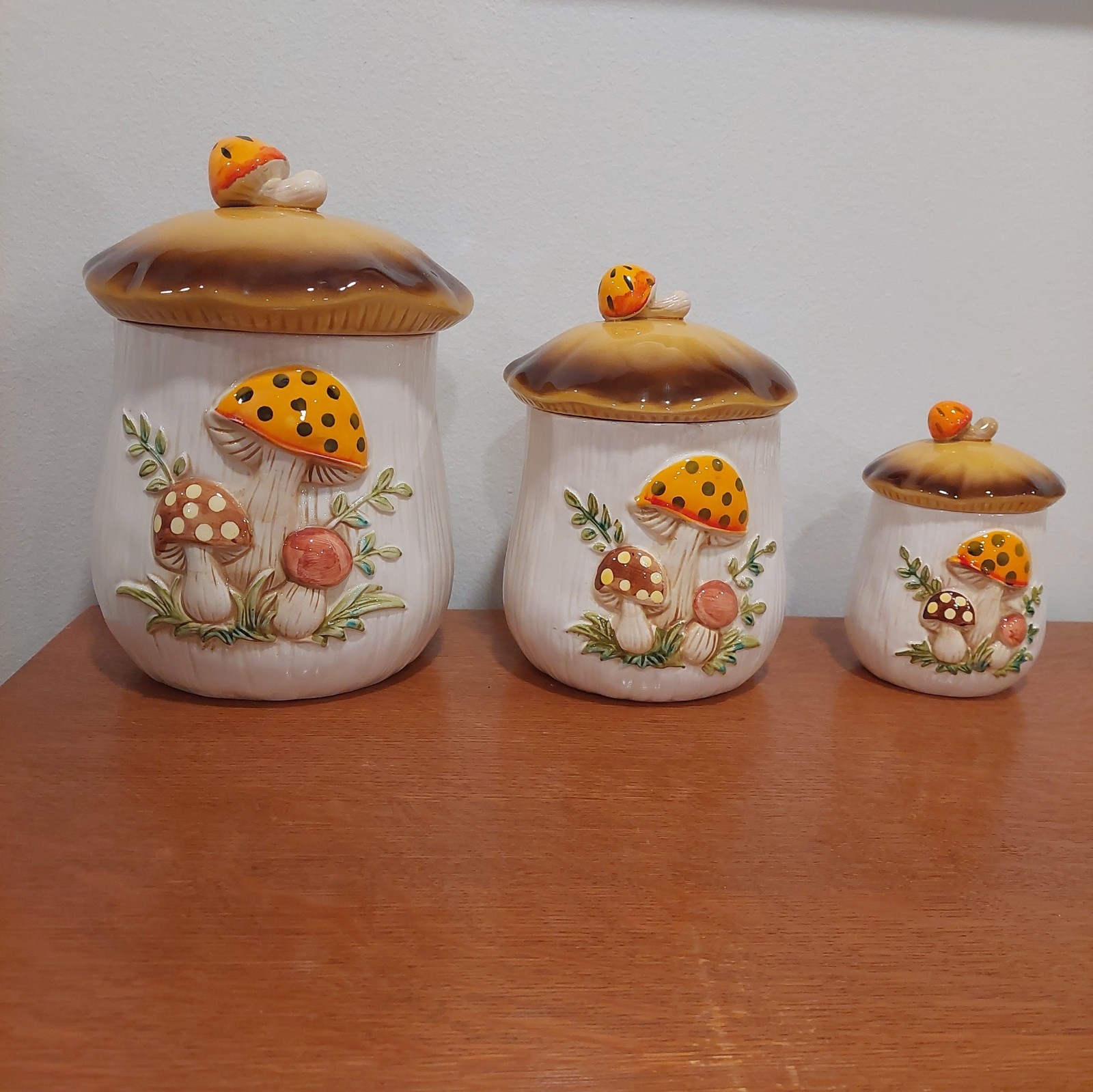 Vintage Sears Roebuck Merry Mushroom 3 Ceramic Canister 1978 Japan Read Vintage Sears Roebuck Merry Mushroom 3 Ceramic Canister 1978 Japan Read
