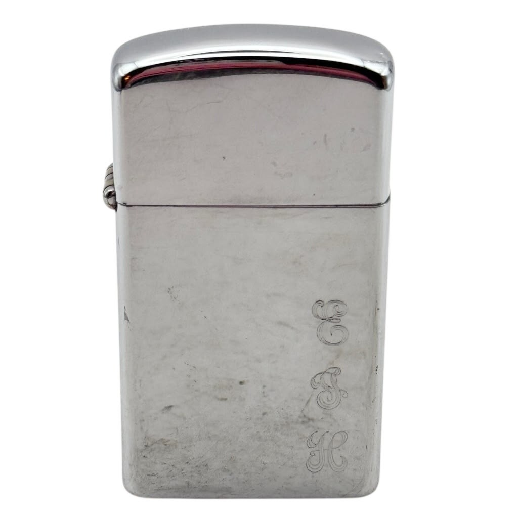 Vintage 1964 Zippo Slim Chrome E S H Monogram Lighter