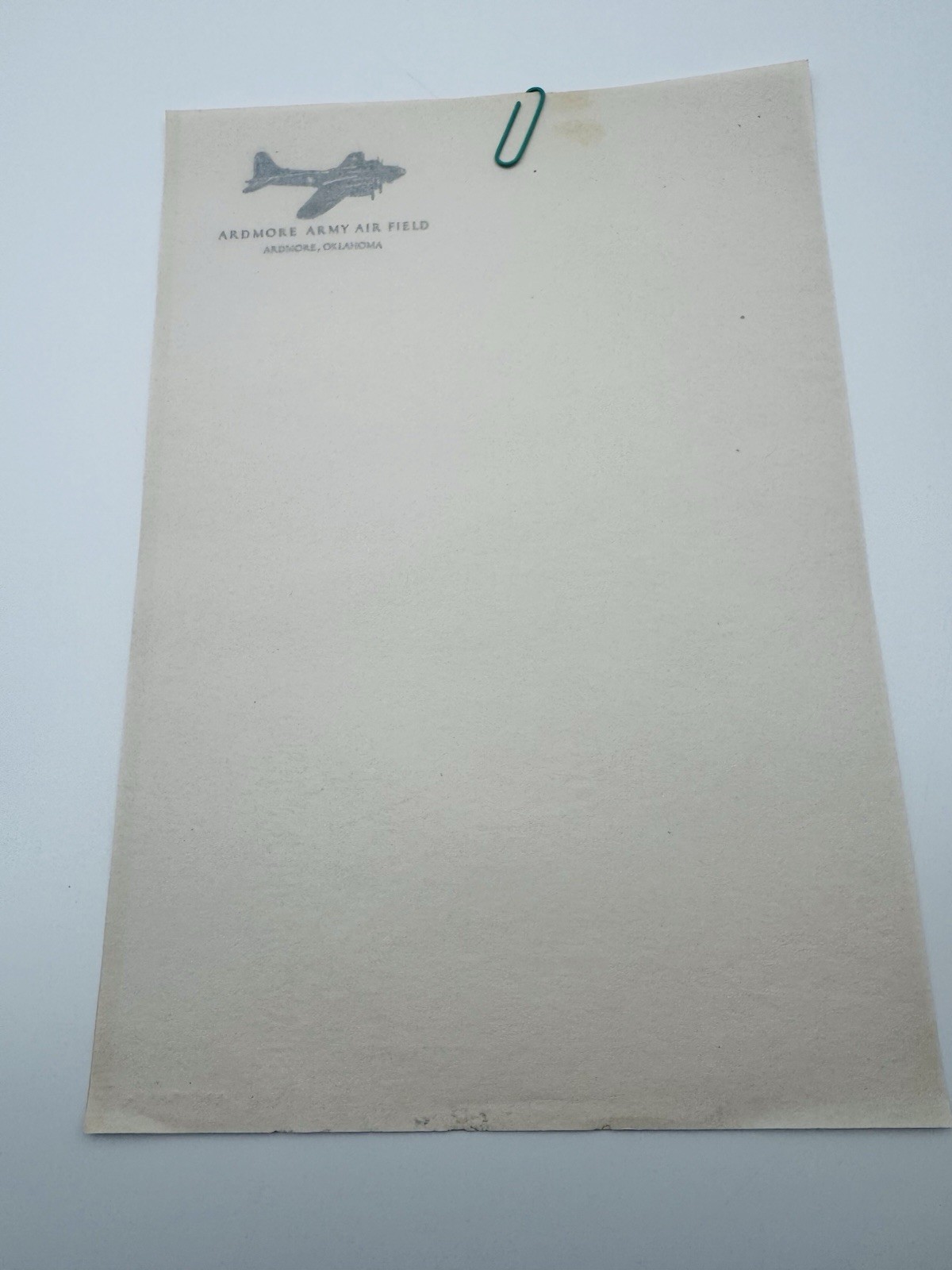 (2) C 1900 Ardmore, Oklahoma Unused Letterhead Ardmore Army Air Field