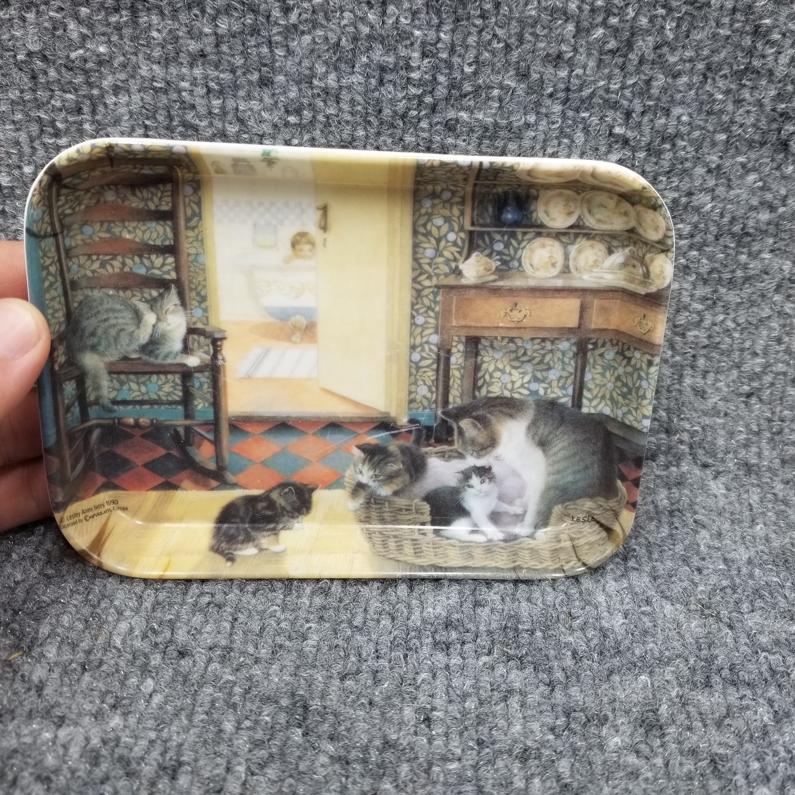 Vintage Lesley Anne Ivory Cat Tray Monza Italy 5\