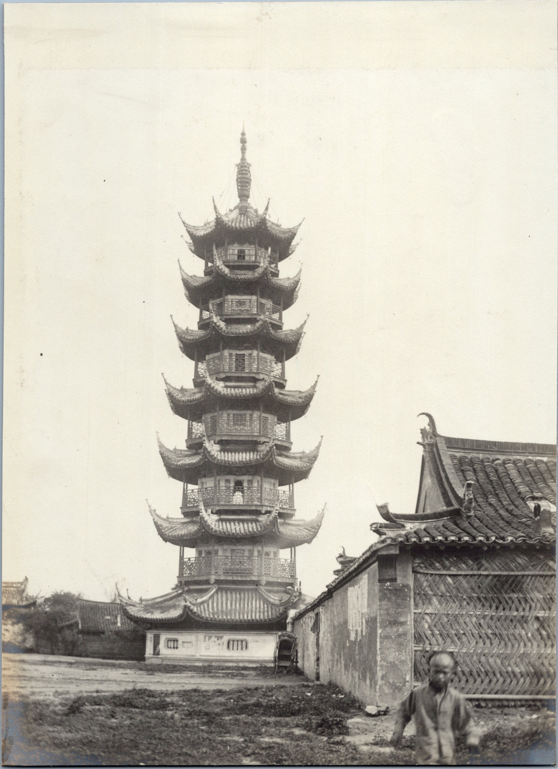 China, Shanghai Longhua Tower. vintage silver print vintage silver print