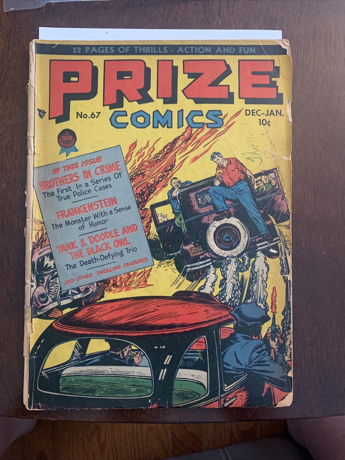 Prize Comics #67 Golden Age Superhero Black Owl Frankenstein Yank & Doodle Prize Comics #67 Golden Age Superhero Black Owl Frankenstein Yank & Doodle