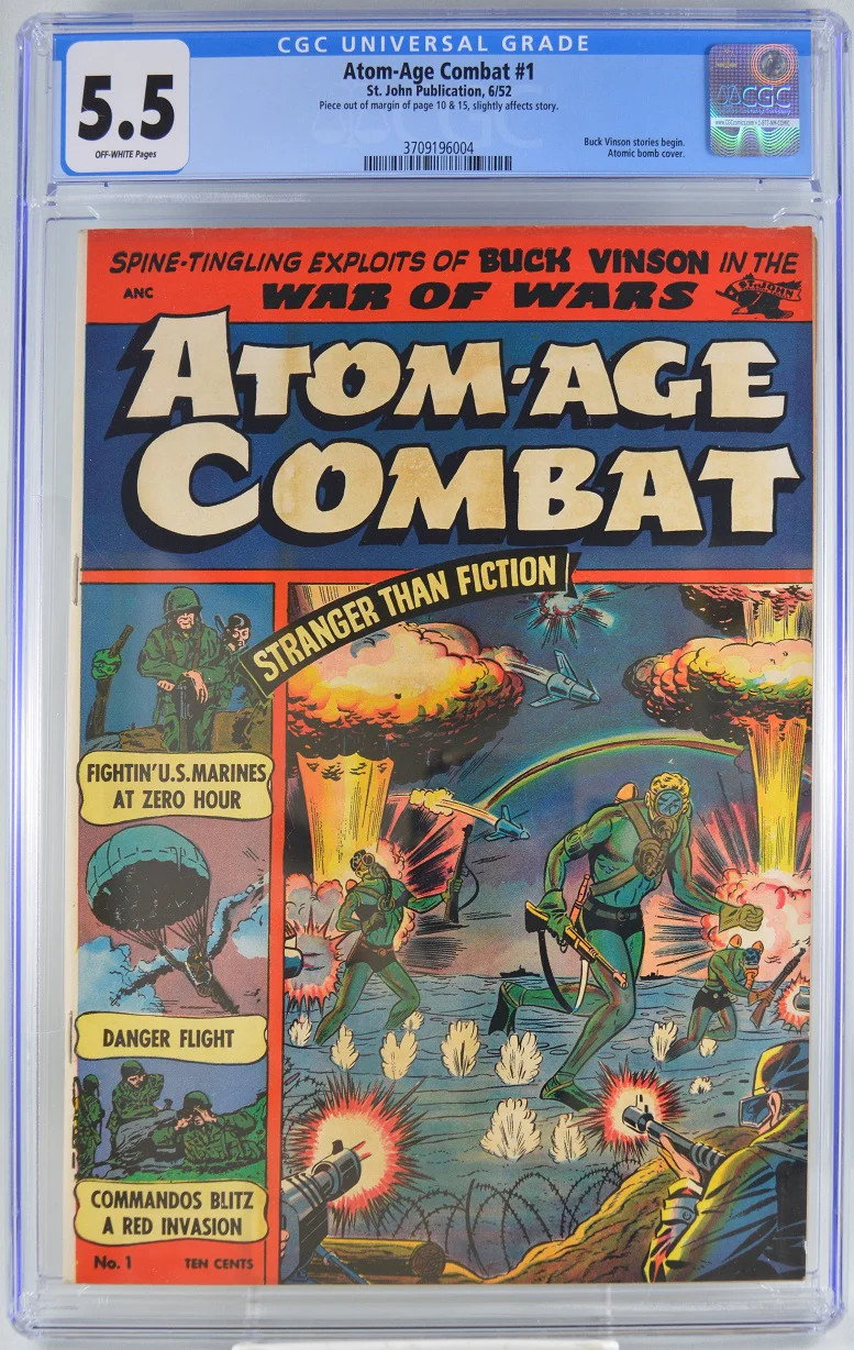 Atom-Age Combat (1952 St. John) # 1 CGC: CGC 5.5 (3709196004) Atom-Age Combat (1952 St. John) # 1 CGC: CGC 5.5 (3709196004)