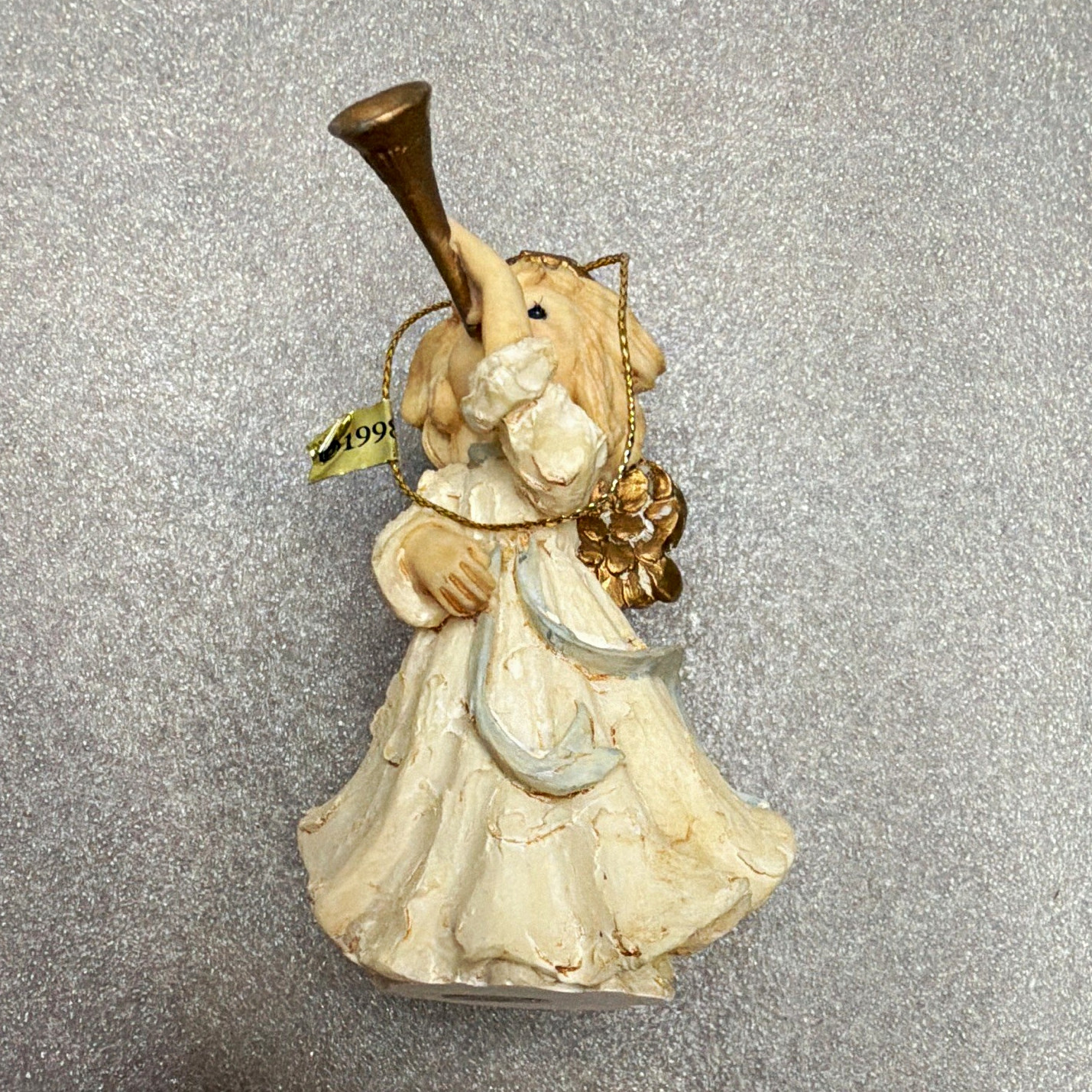Enesco Precious Moments Whittle Angel Trumpet Hanging Figurine, Boxed 1997