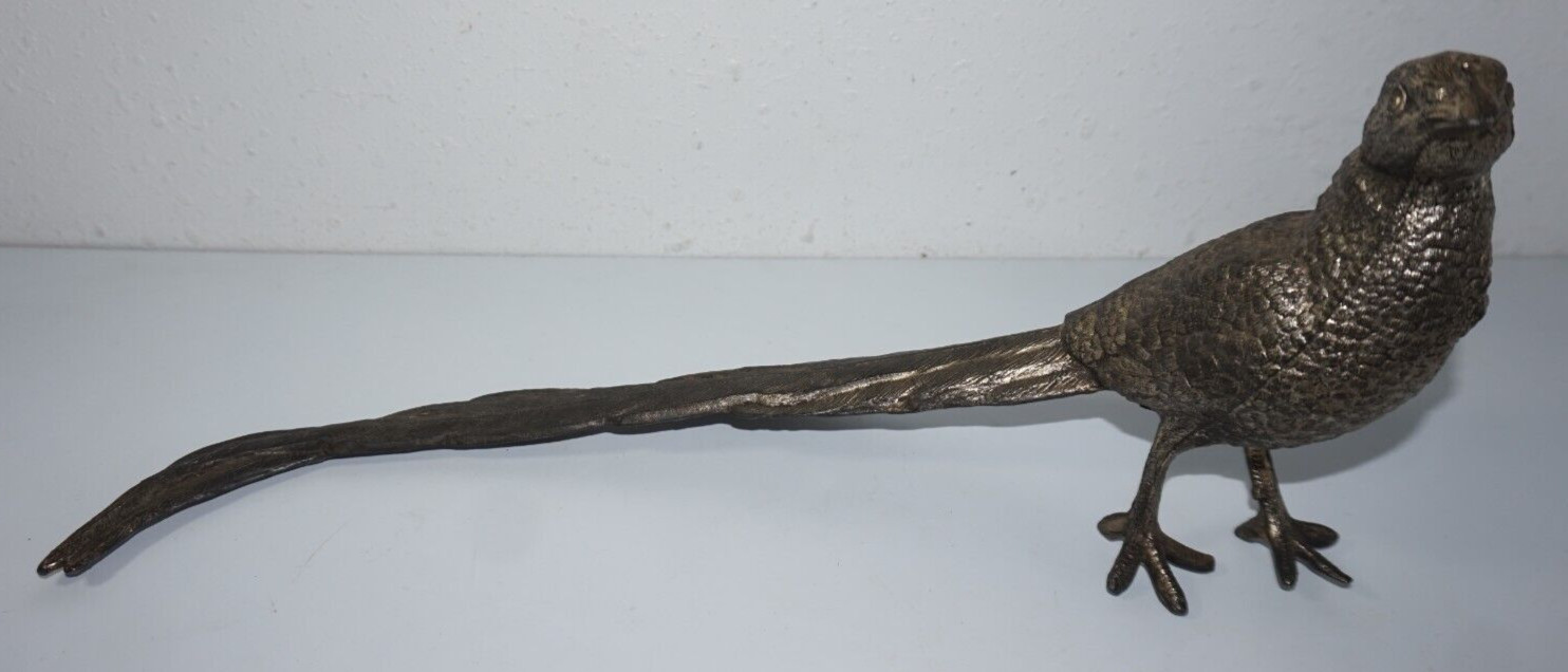 VTG Metal Pheasant Long Tailed Bird Figurine Statue Garden Art 15x7