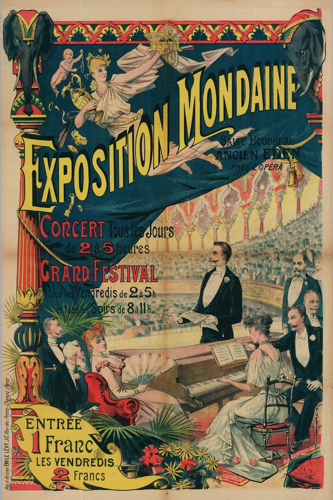 🎭 Exposition Mondaine Poster - Vintage Paris 1890s 🎨 - 24x36” - 200gsm
