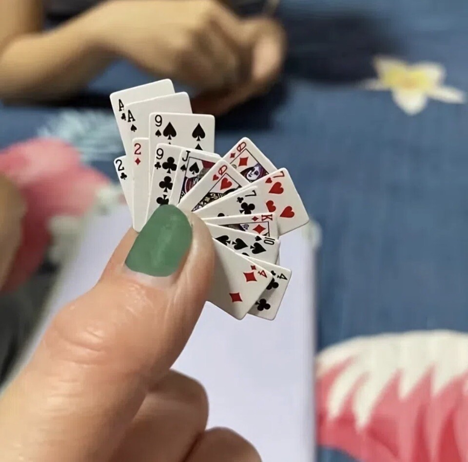Lot of 3 Mini Plastic Coated Poker Playing Card Decks 1.5cm/0.59in x 1cm/0.39in Lot of 3 Mini Plastic Coated Poker Playing Card Decks 1.5cm/0.59in x 1cm/0.39in
