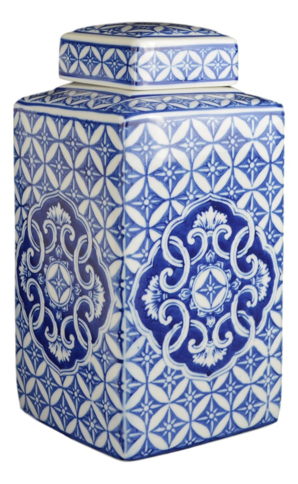 Festcool Classic Blue and White Porcelain Square Jar Vase, China Ming Style, ... Festcool Classic Blue and White Porcelain Square Jar Vase, China Ming Style, ...