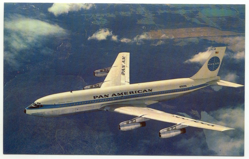 Pan American 707 Airlines Boeing Jet Liner Plane Postcard Pan Am Airways
