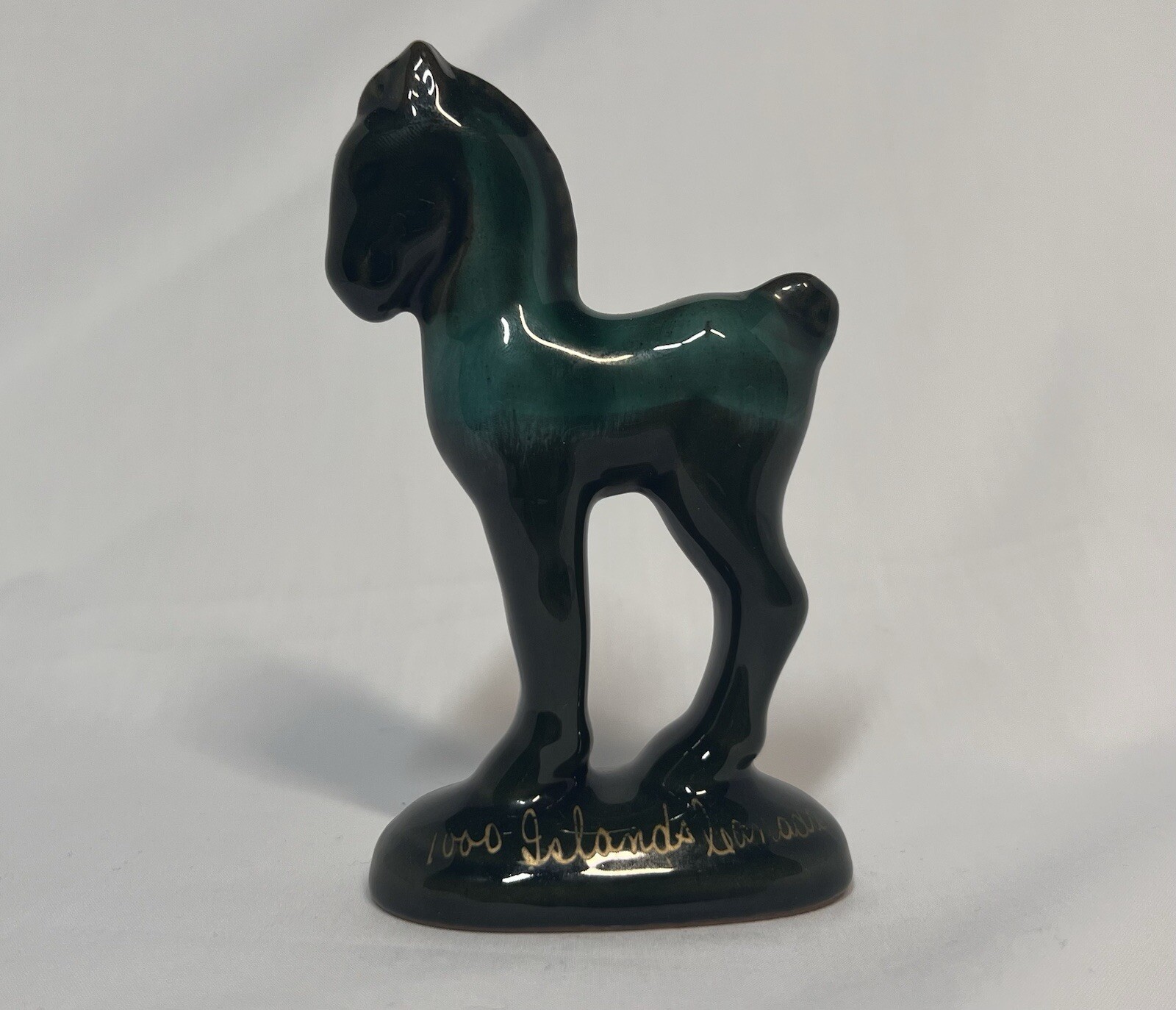 Vtg Blue Mountain Pottery Drip Glaze Horse Pony Foal Figurine Owen Sound Canada