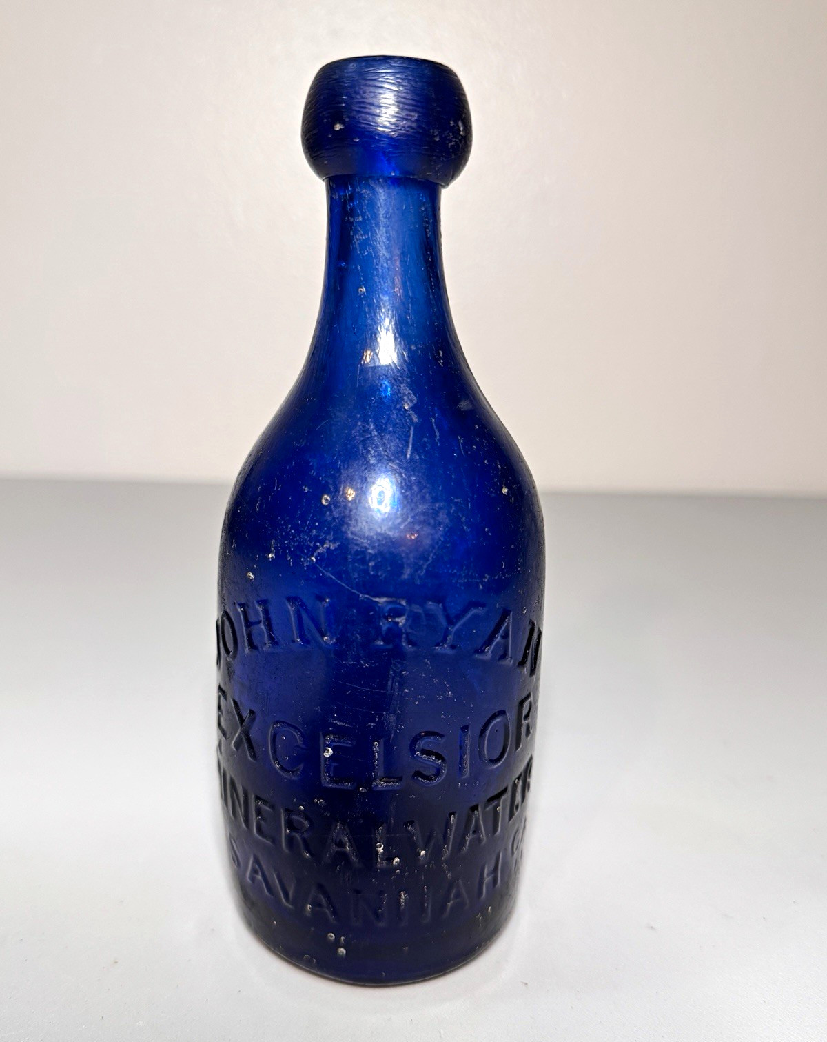 Deep Cobalt Embossed Mineral Water Bottle \