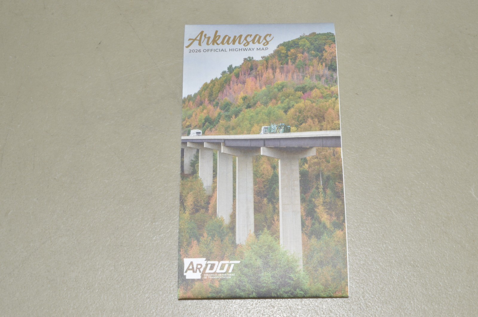 Arkansas State 2026 State Travel Map street road highway railroad paper