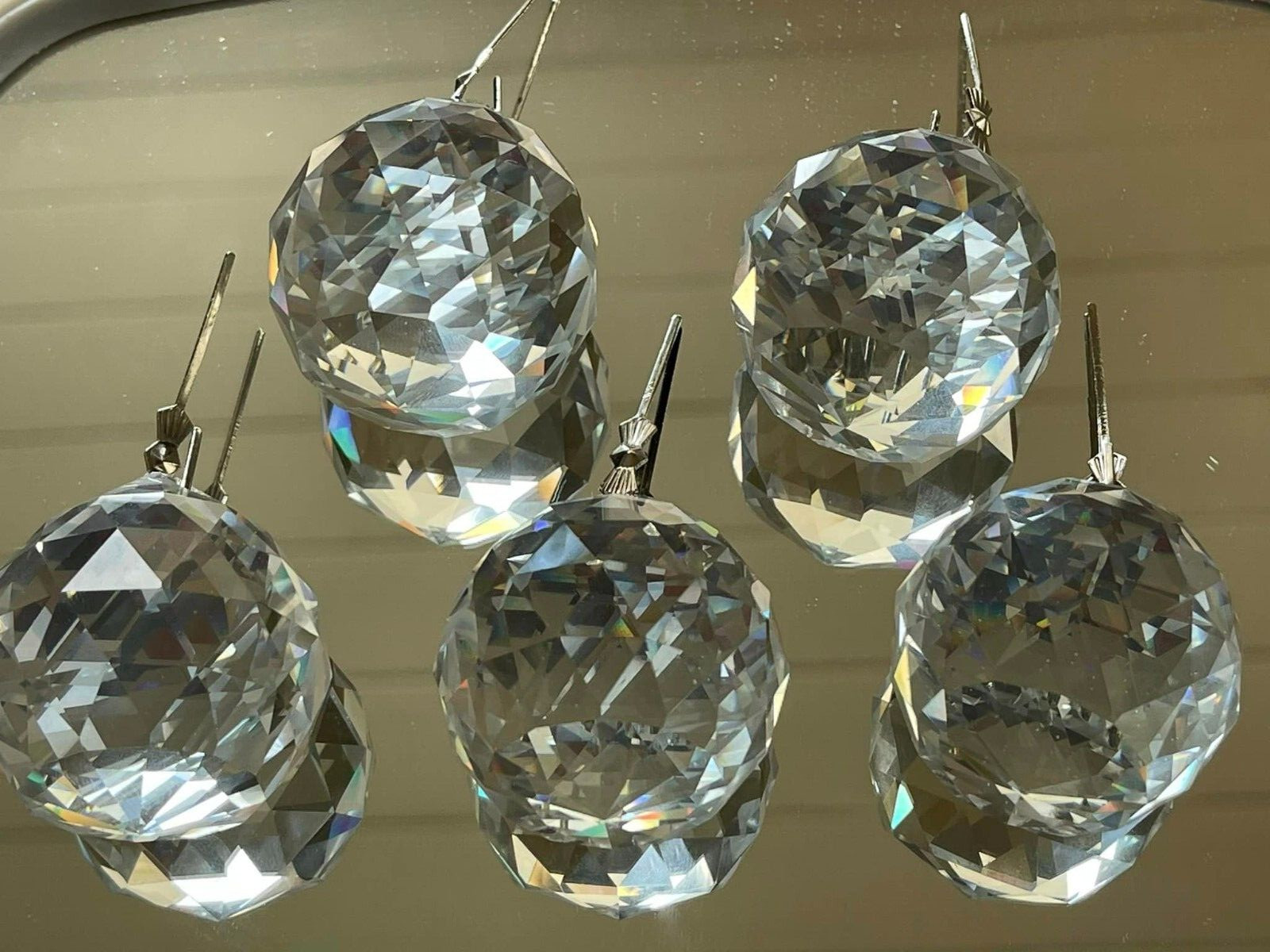 5 CHANDELIER CRYSTAL BALL Faceted Sphere Sun Catcher Rainbow Prism Parts K9 30mm