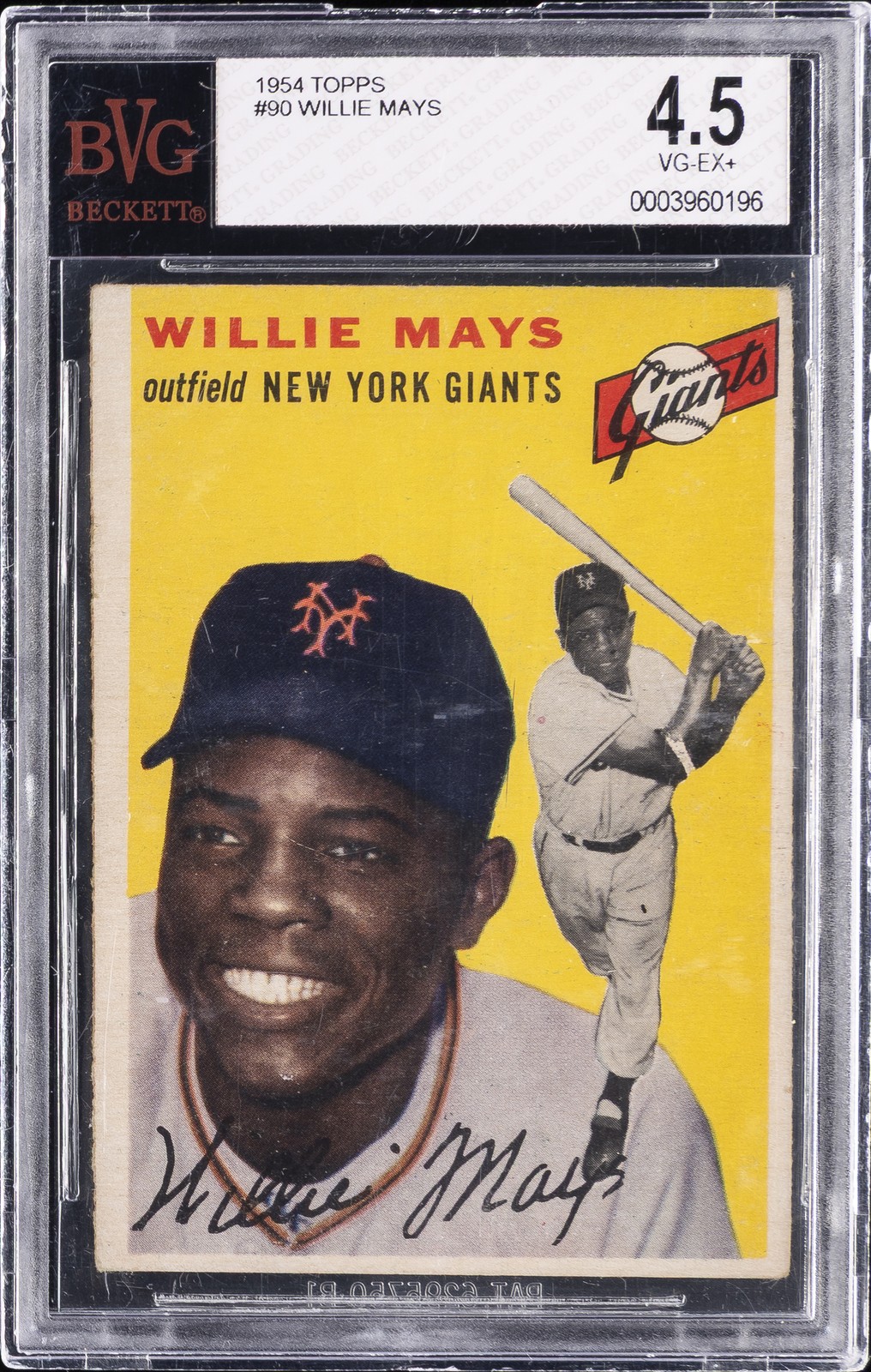 1954 TOPPS #90 WILLIE MAYS BVG 4.5