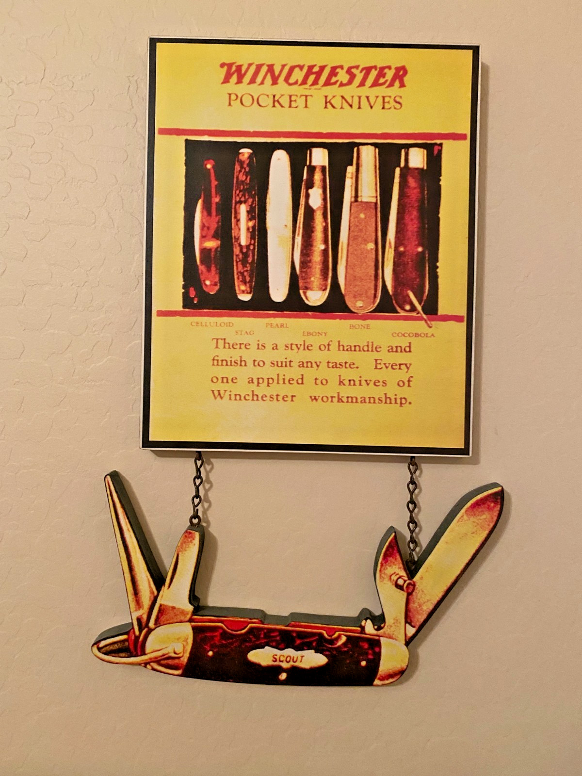 Winchester Pocket Knives Wooden Sign, 21\