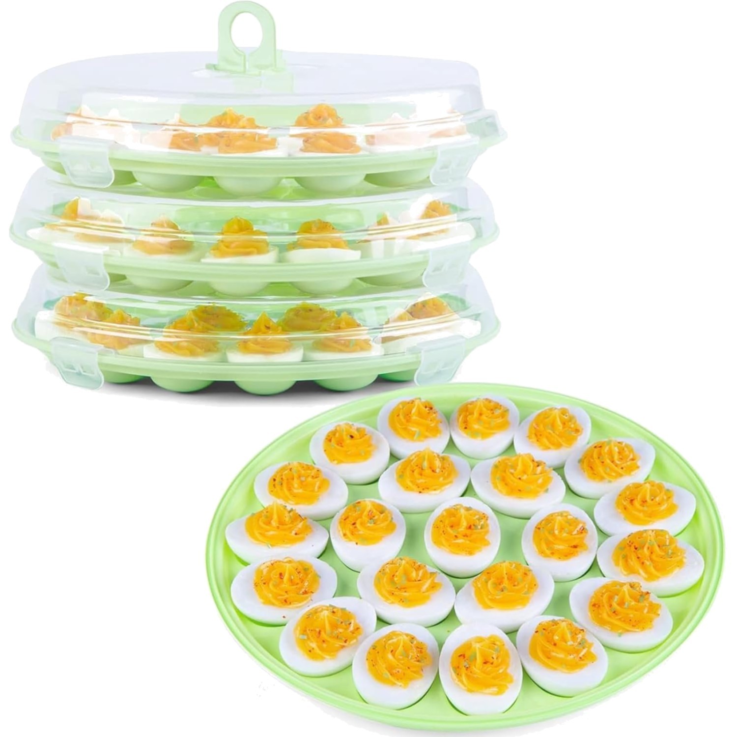 Deviled Egg Containers with Lid, 3PCS Deviled Egg Platter Carrier Holder Tray... Deviled Egg Containers with Lid, 3PCS Deviled Egg Platter Carrier Holder Tray...
